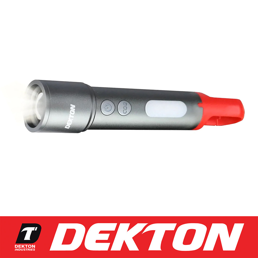 Dekton Rechargeable COB Torch 600 Lumens MultiFunction Colour Filter Flash Light