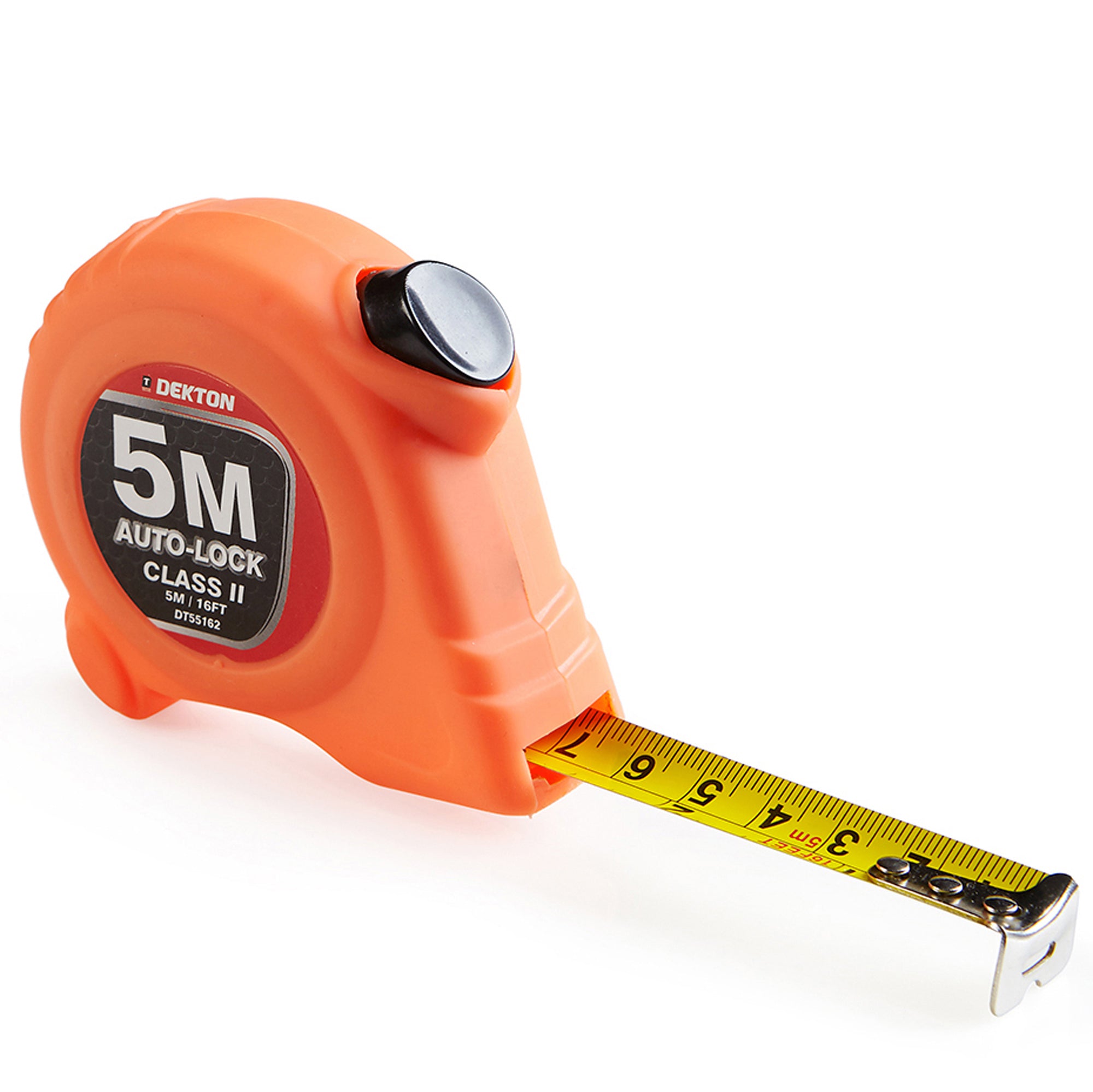 Tape Measure Dekton Hi-vis Auto Lock Soft Grip Imperial Metric Scale 5m Class 2