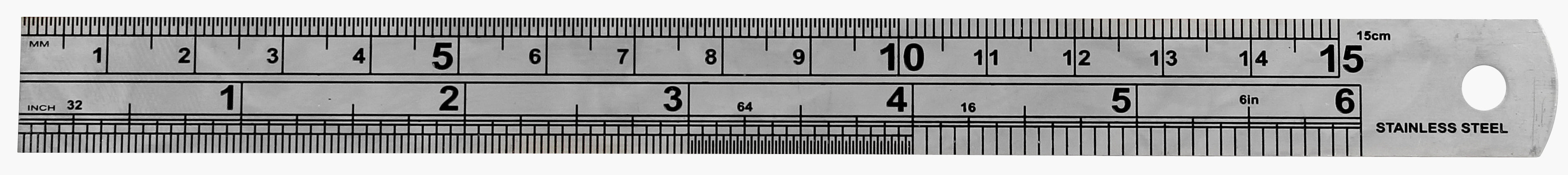 Dekton 150mm Stainless Steel Pocket Ruler Grill Size Gauge Guide Metric Imperial