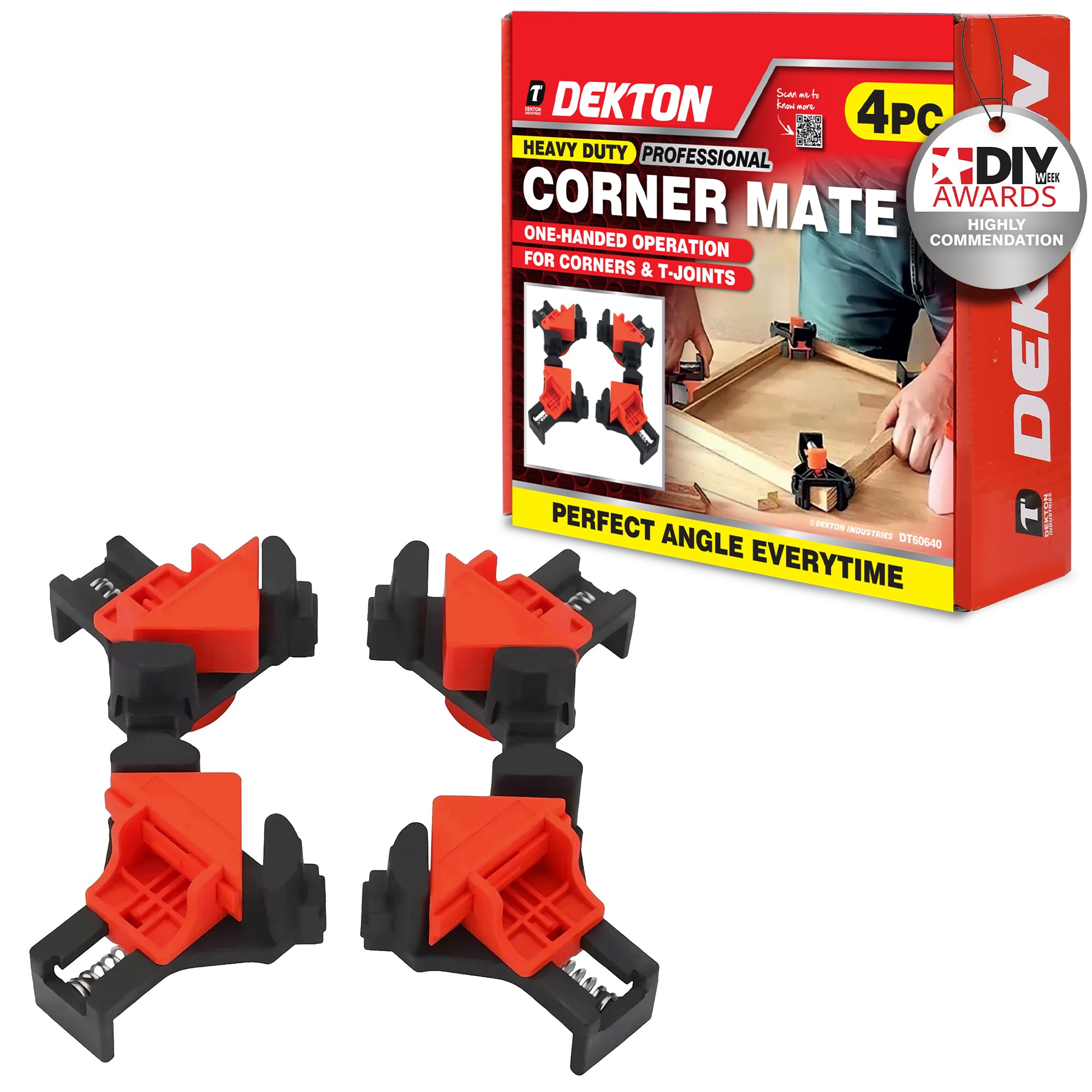 Dekton 4pc Heavy Duty Corner Mate Clamps One Handed Corner & T Joint Clamp Set