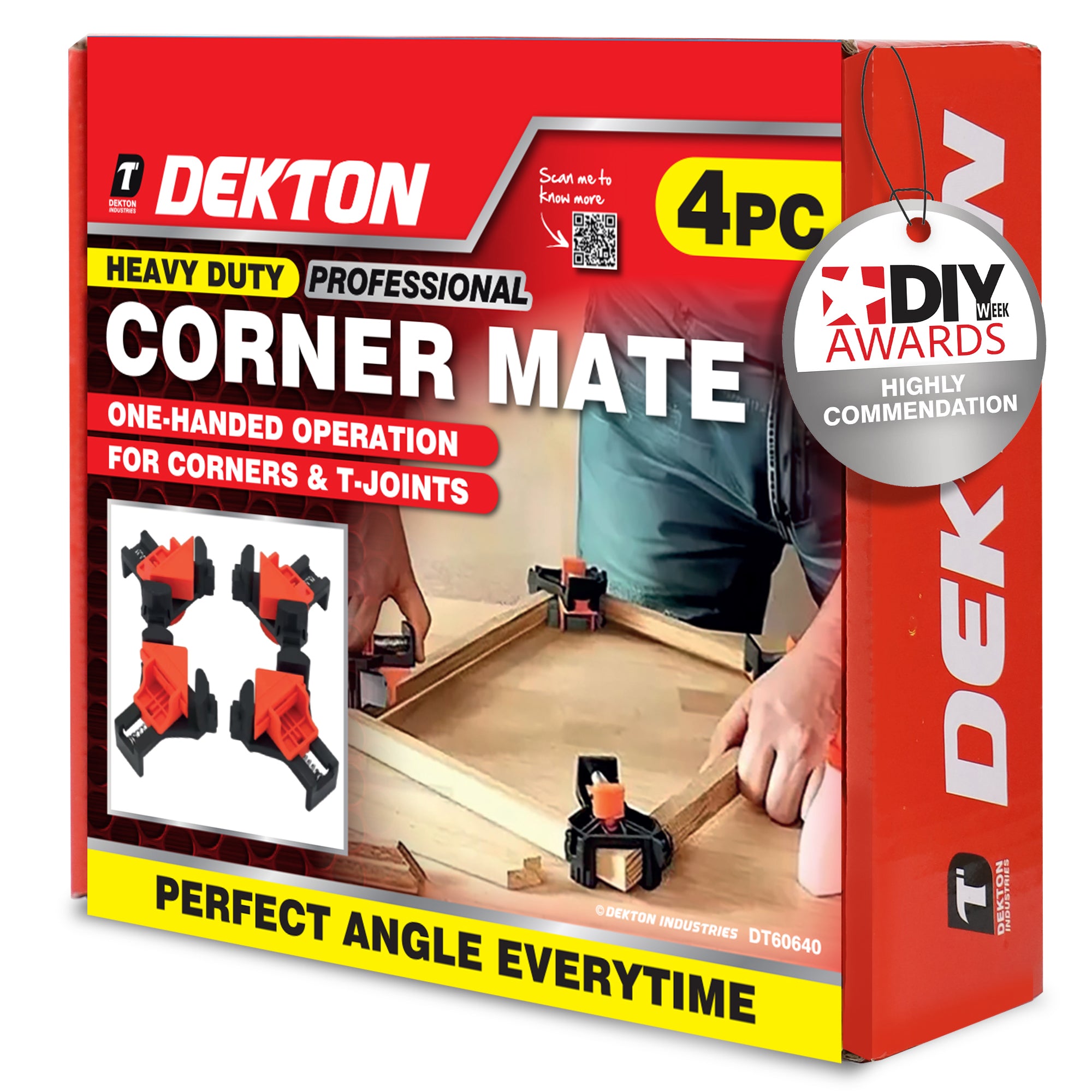 Dekton 4pc Heavy Duty Corner Mate Clamps One Handed Corner & T Joint Clamp Set