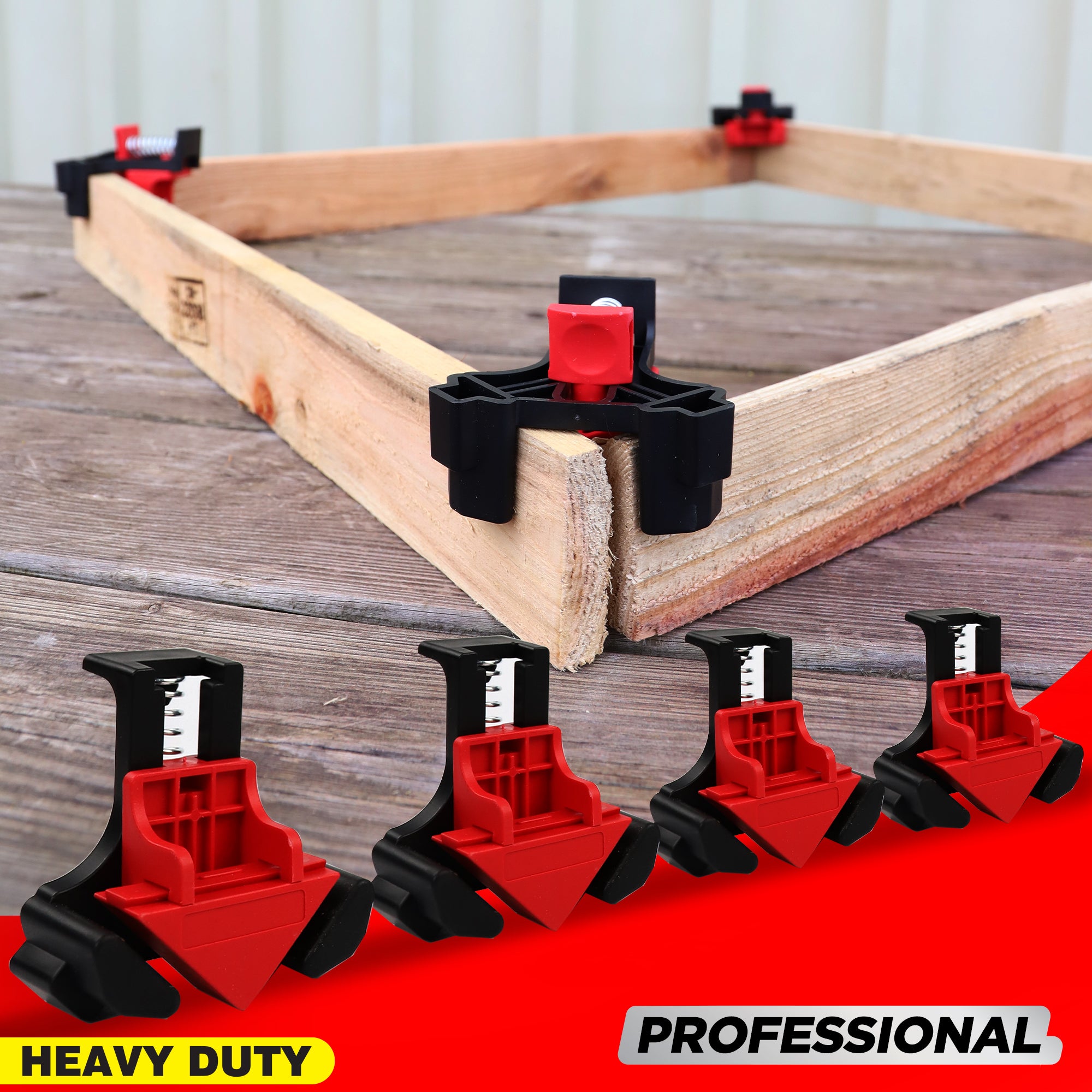 Dekton 4pc Heavy Duty Corner Mate Clamps One Handed Corner & T Joint Clamp Set