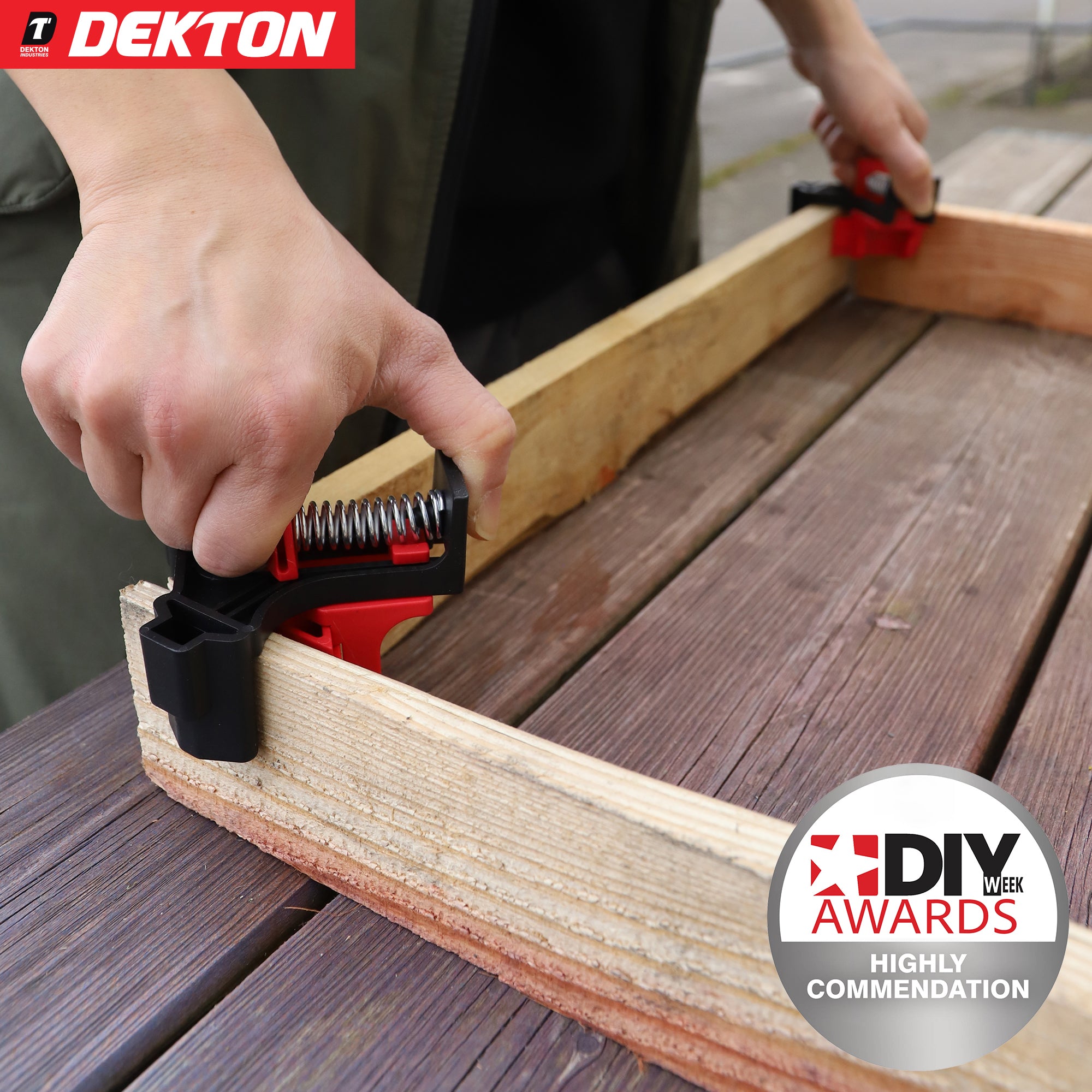 Dekton 4pc Heavy Duty Corner Mate Clamps One Handed Corner & T Joint Clamp Set