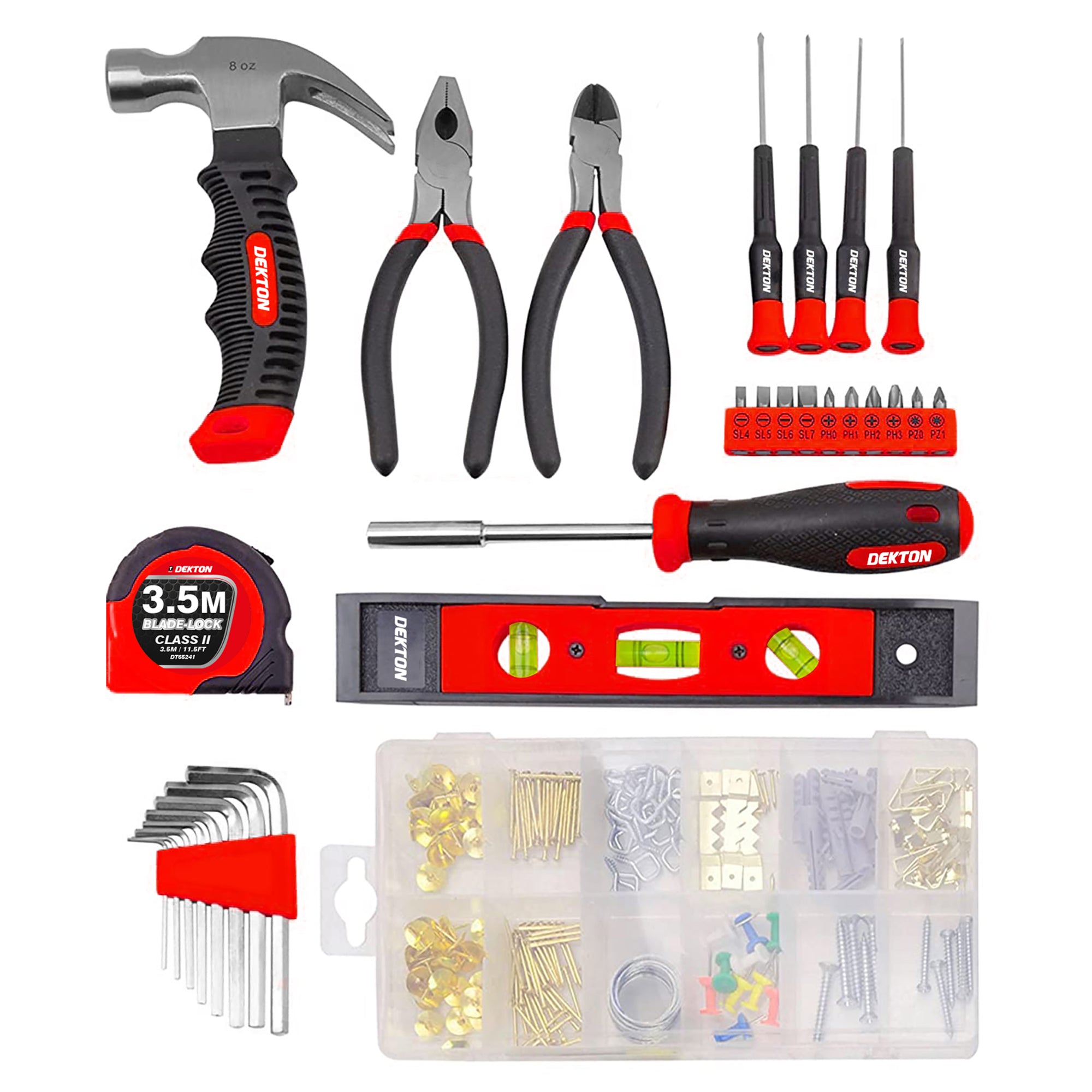 30pc DIY Tool Kit Combination Side Cutting Pliers Screwdriver Claw Hammer Level