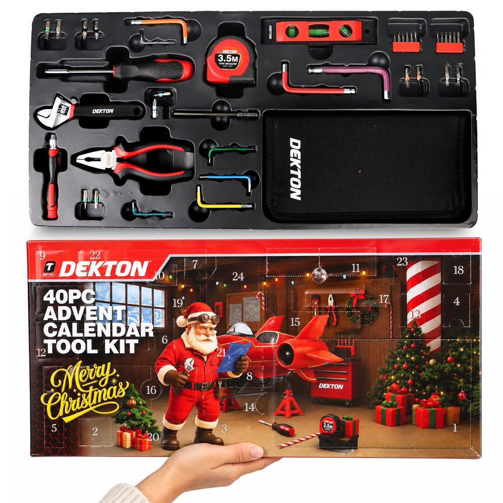 Dekton 40pc Christmas Advent Calendar Tool Kit DIY Hand Tools Pliers Set Gift