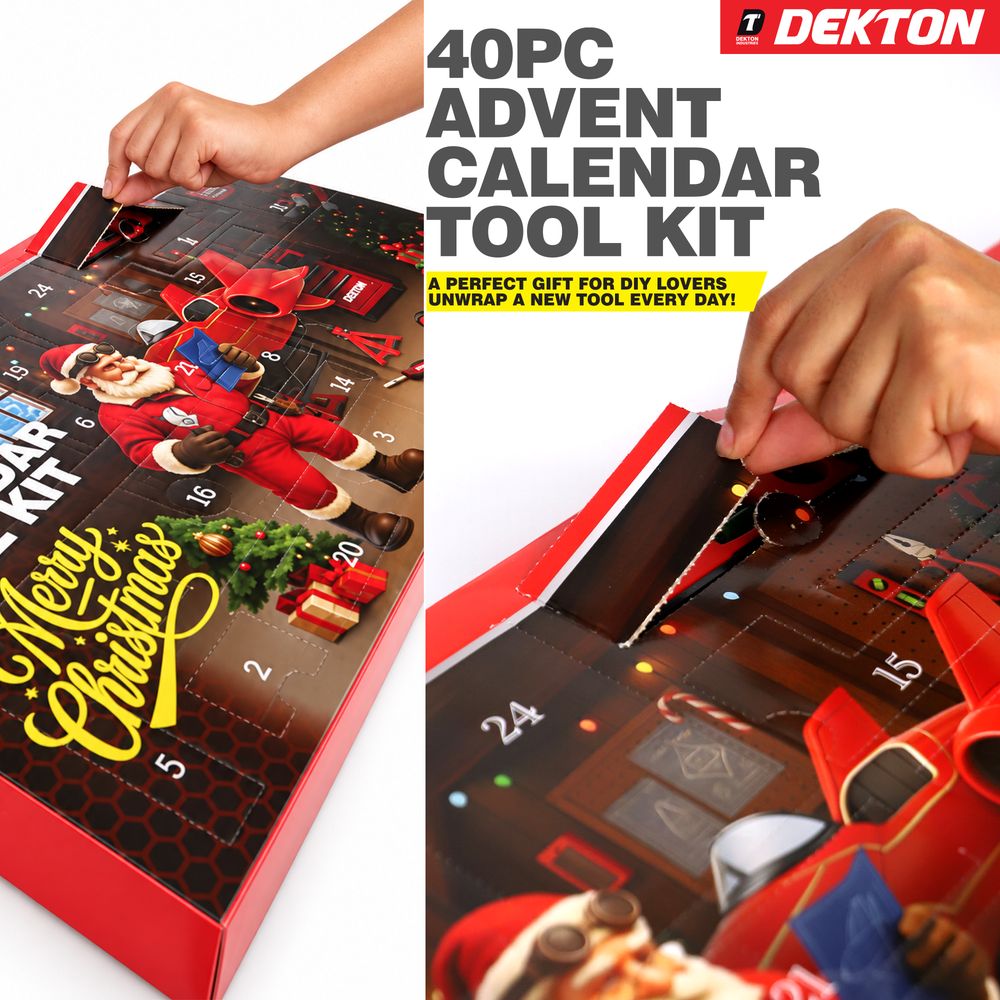 Dekton 40pc Christmas Advent Calendar Tool Kit DIY Hand Tools Pliers Set Gift
