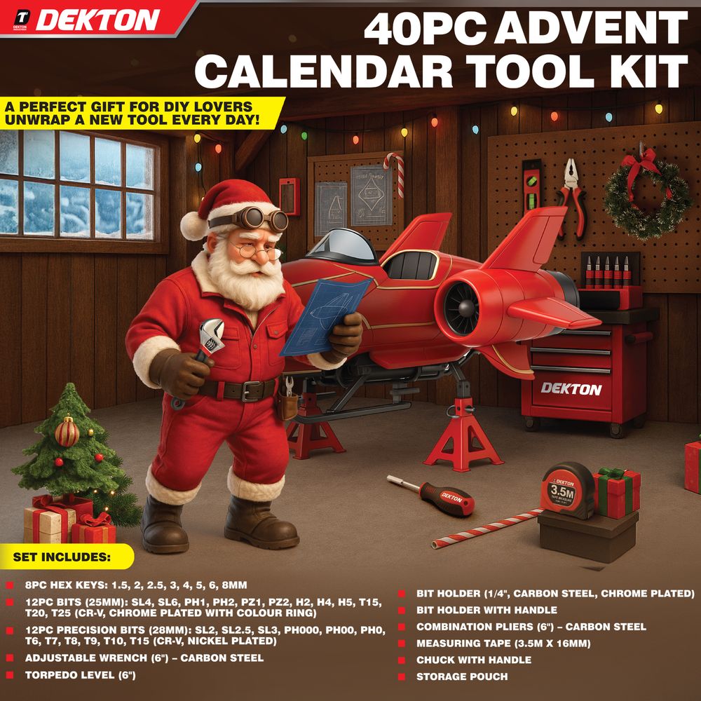 Dekton 40pc Christmas Advent Calendar Tool Kit DIY Hand Tools Pliers Set Gift