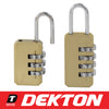 Dekton 2pc Digit Combination Security Padlock Resettable Luggage Locker Lock