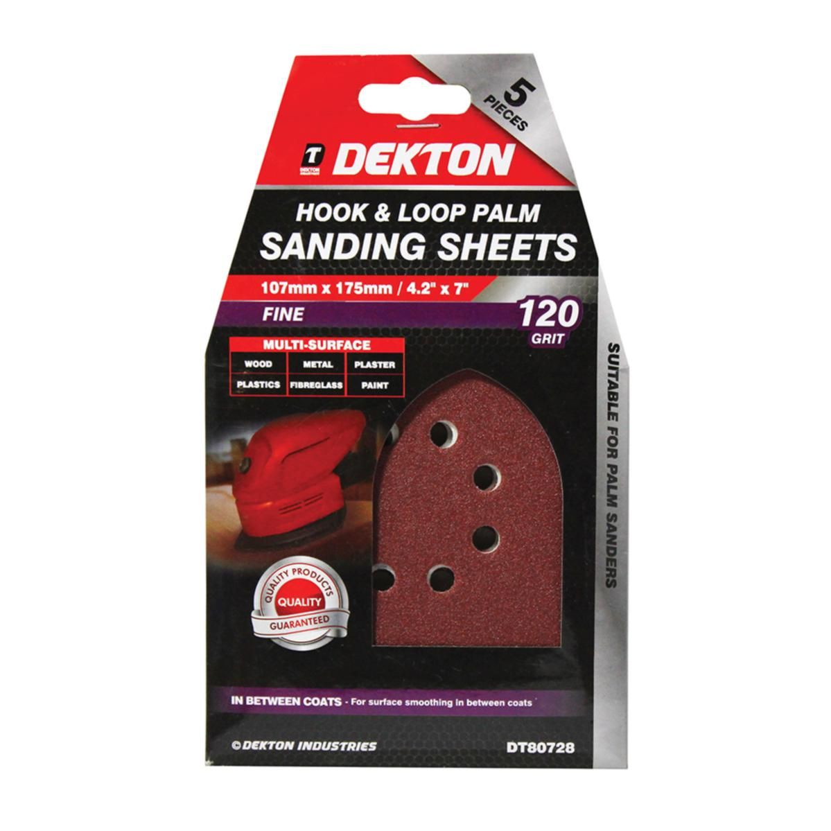 Dekton Detail Hook and Loop Palm Sanding Pads Triangle Sheets 40 80 120