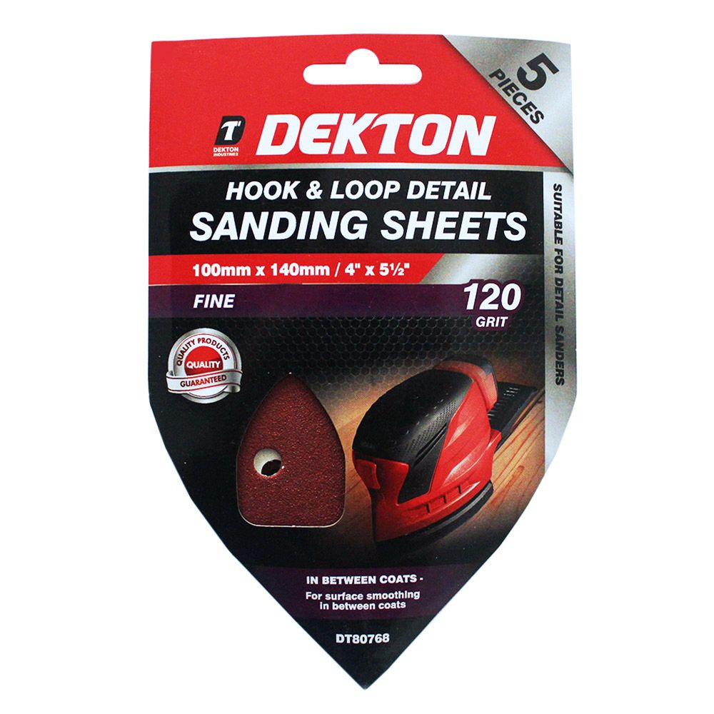 Dekton Detail Palm Sanding Pads Hook and Loop Triangle 120 Grit 140mm x 100mm