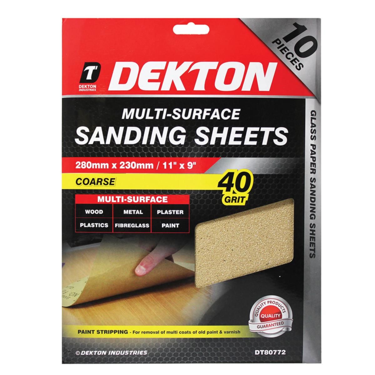 Dekton 10 Pack of Sanding Sheet Tough Sandpaper 40 100 220 Grit Assorted Pack