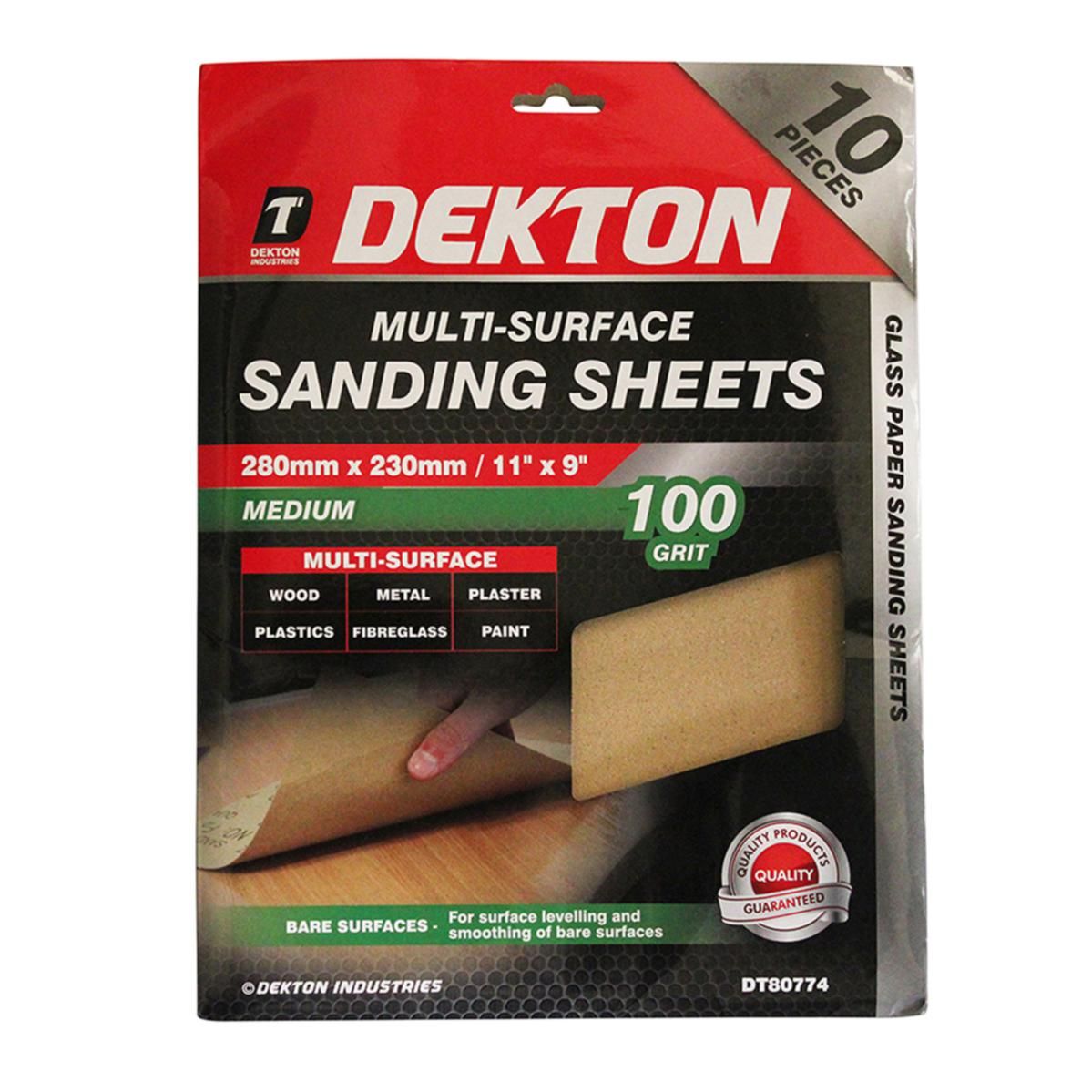 Dekton 10 Pack of Sanding Sheet Tough Sandpaper 40 100 220 Grit Assorted Pack