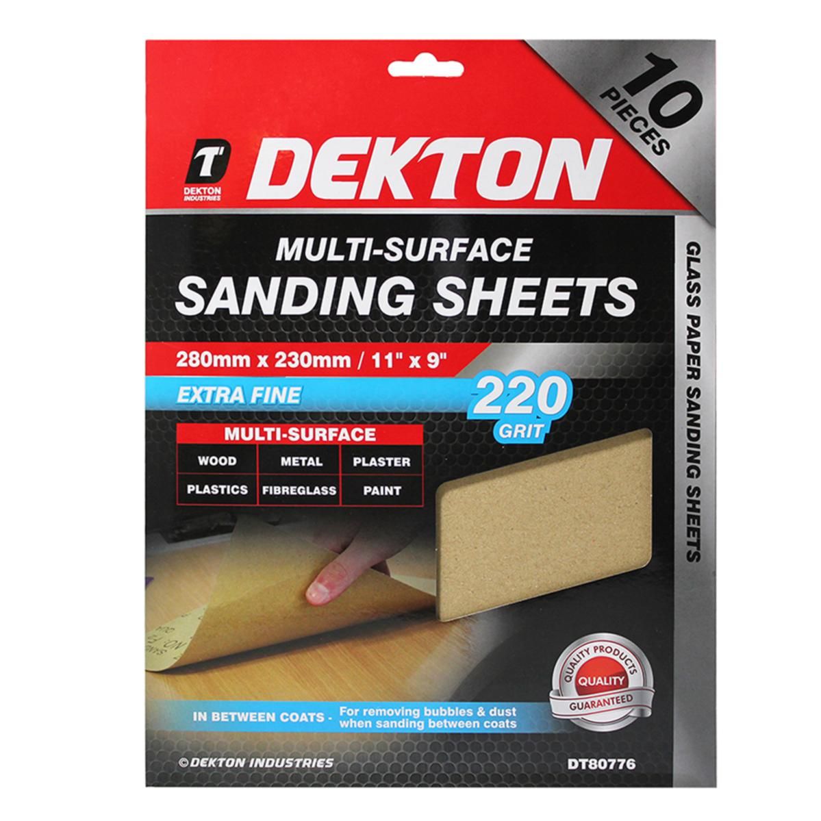 Dekton 10 Pack of Sanding Sheet Tough Sandpaper 40 100 220 Grit Assorted Pack