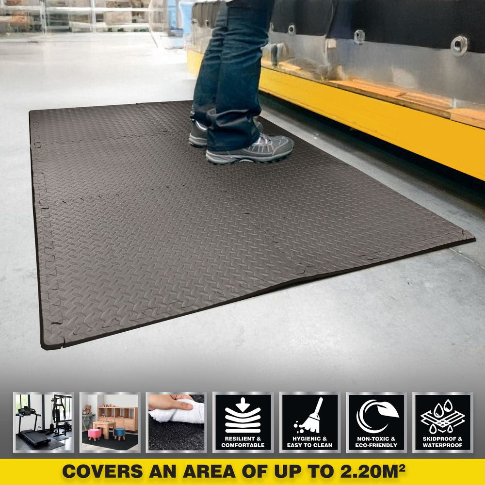 Dekton Water Resistant EVA Floor Mats Interlocking Yoga Gym Soft 60cm x 60cm