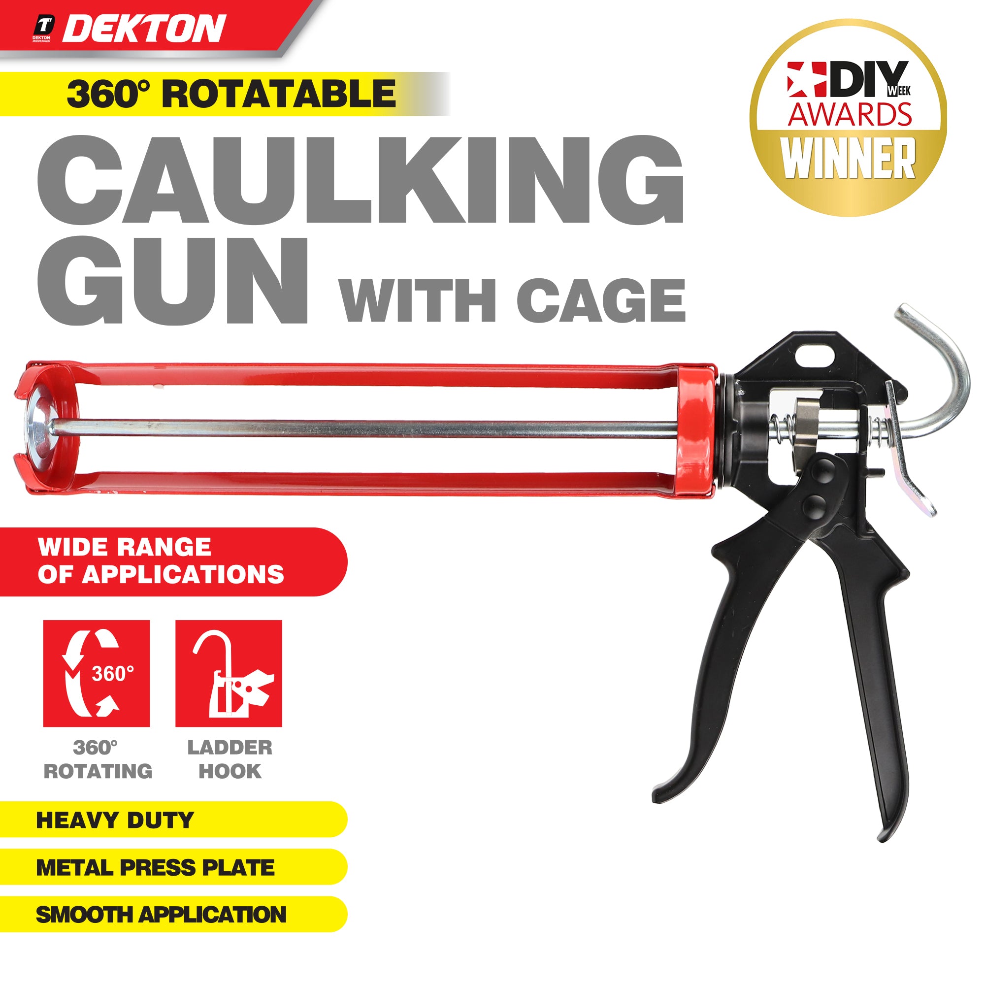 Heavy Duty 360° Rotating Caulking Gun Sealant Adhesive Cartridge Applicator