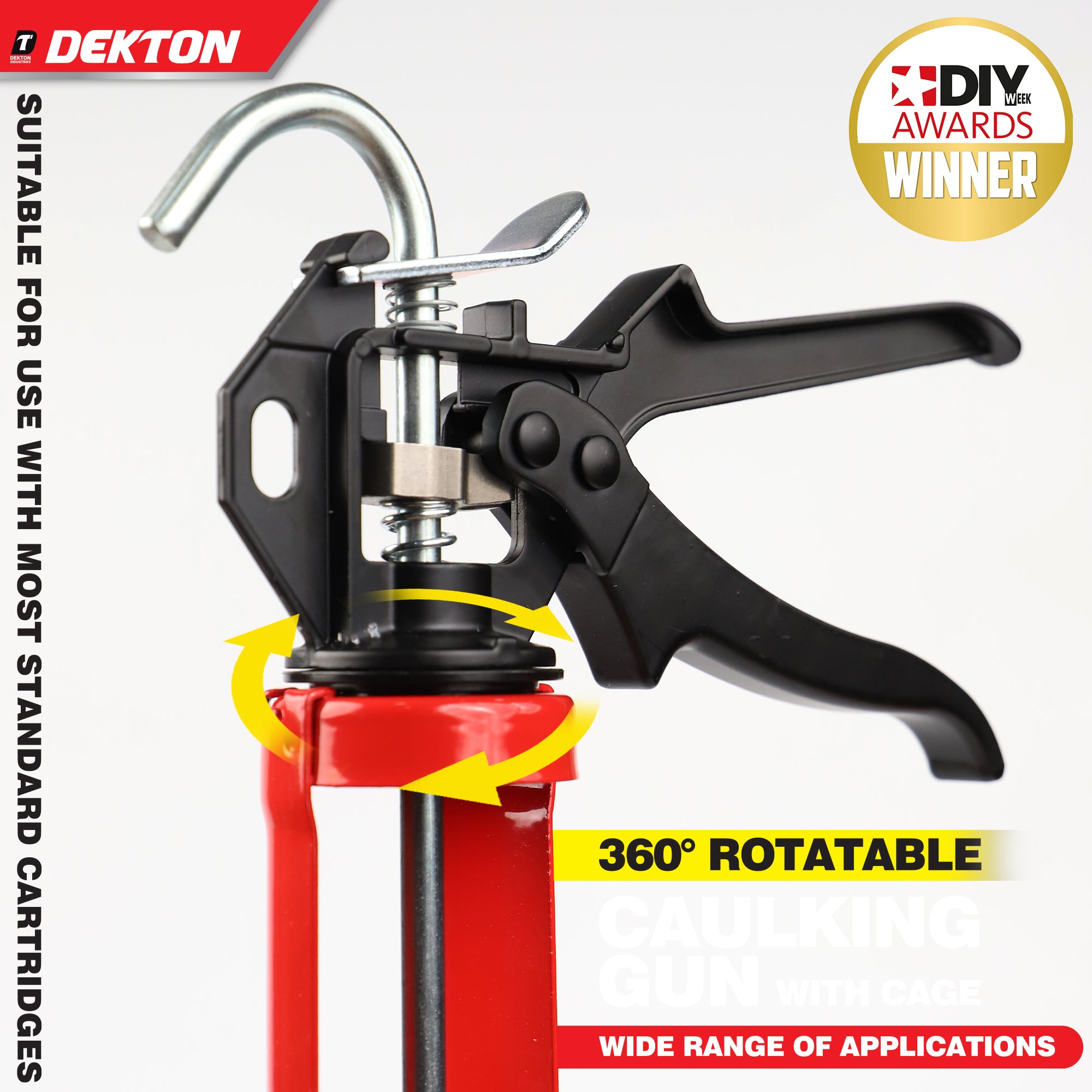 Heavy Duty 360° Rotating Caulking Gun Sealant Adhesive Cartridge Applicator