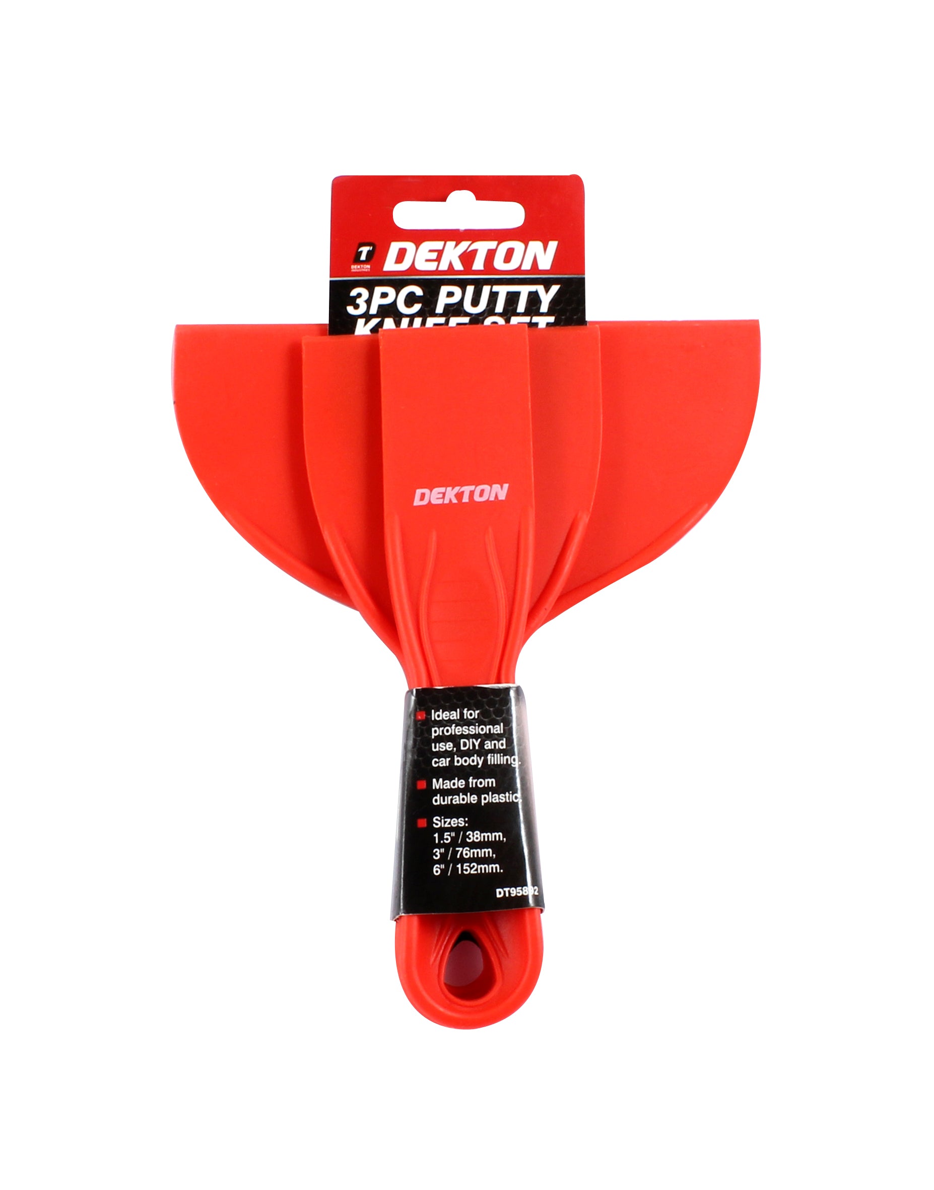 Dekton 3pc Putty Filler Set Painting Decorator Spreader Scraper Skimmer