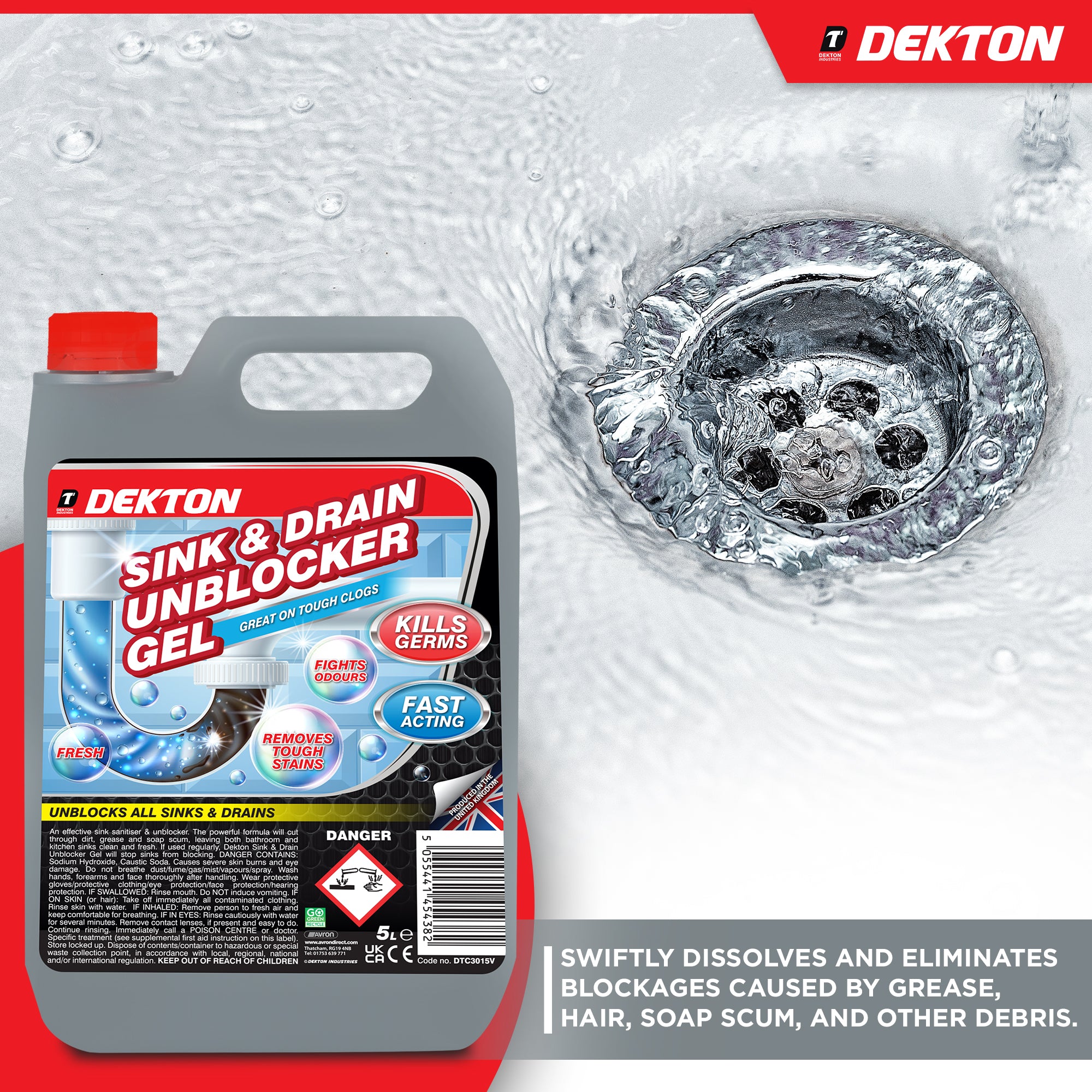 Sink and Drain Unblocker Gel | Remove Tough Clogs | Kills Germs |Odour Control