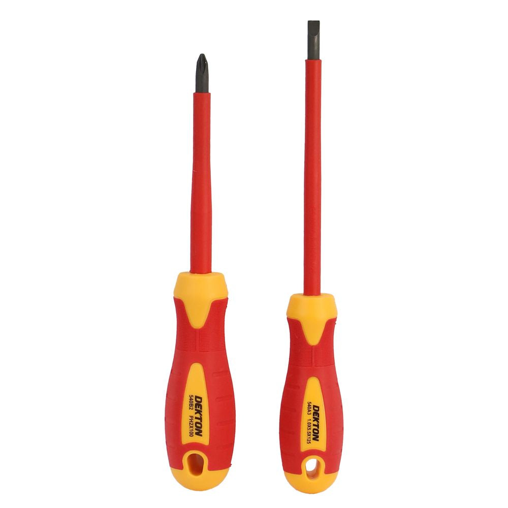 Dekton VDE Insulated Screwdriver Set Electrician Magnetic Tips Phillips Flat