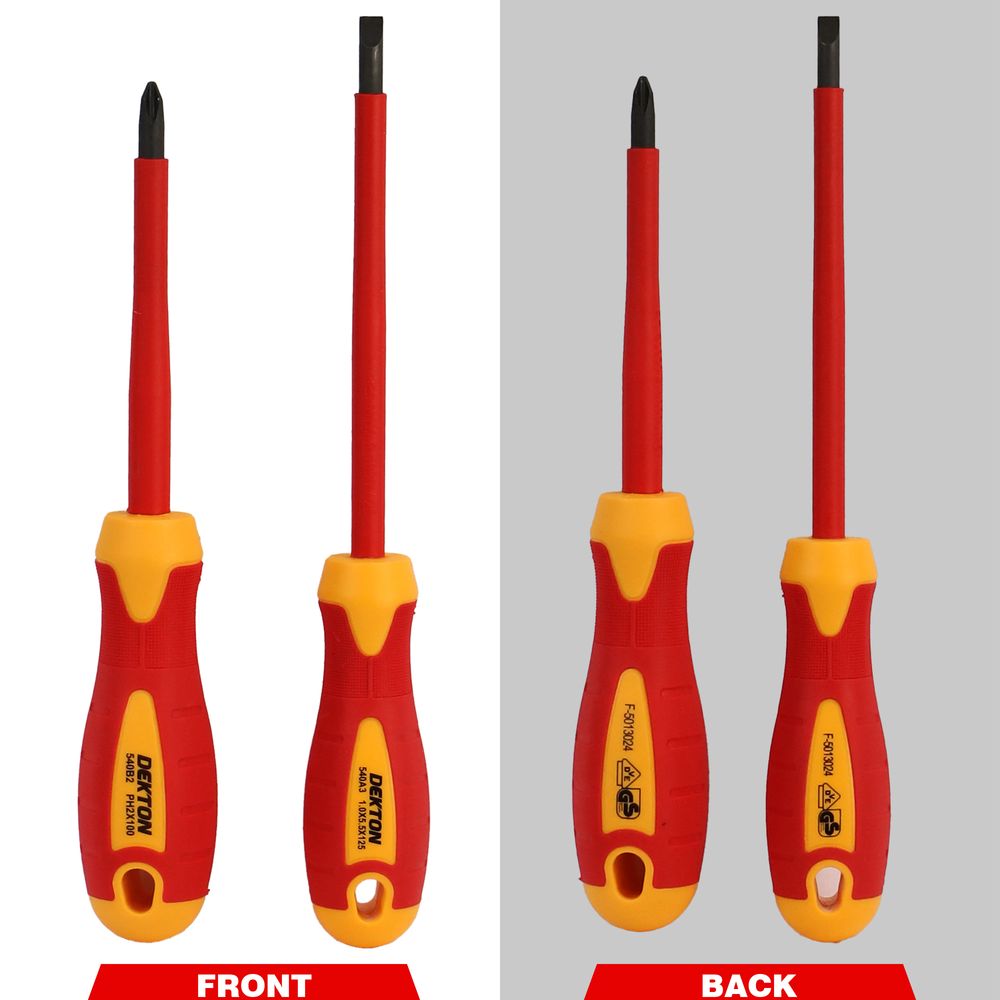 Dekton VDE Insulated Screwdriver Set Electrician Magnetic Tips Phillips Flat