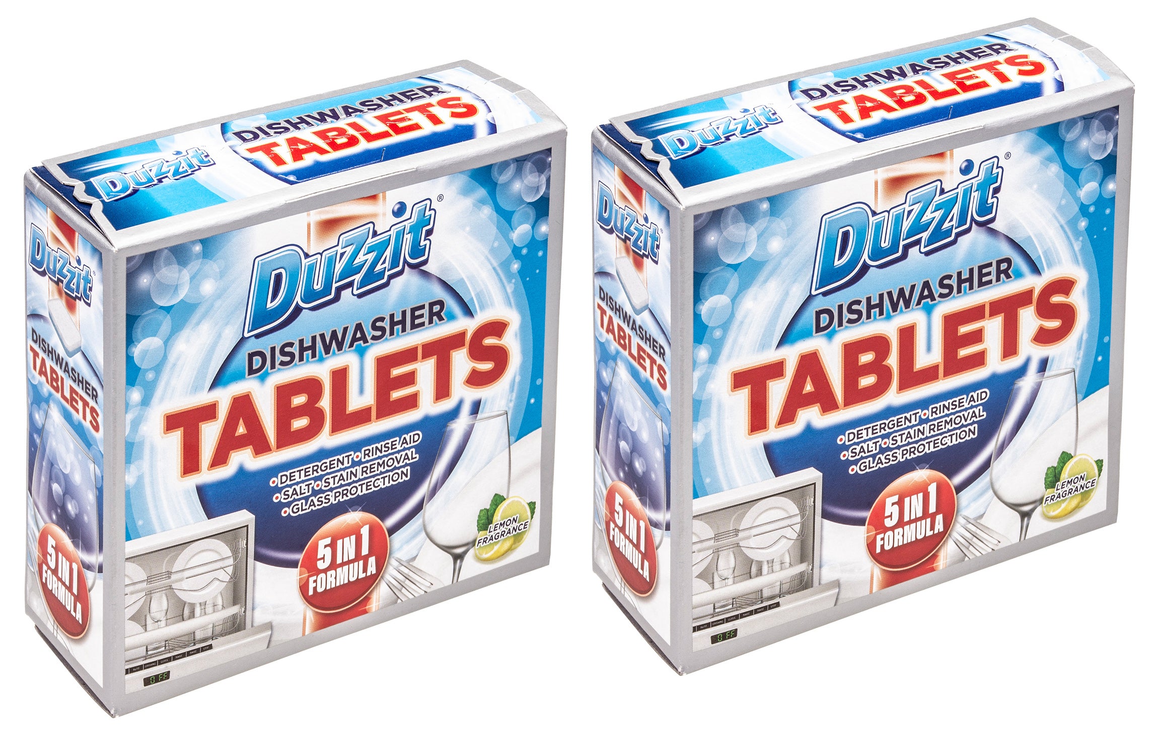 Multibuy Duzzit 5 in 1 Dishwasher Tablets Rinse Aid Stain Removal Glass Protect