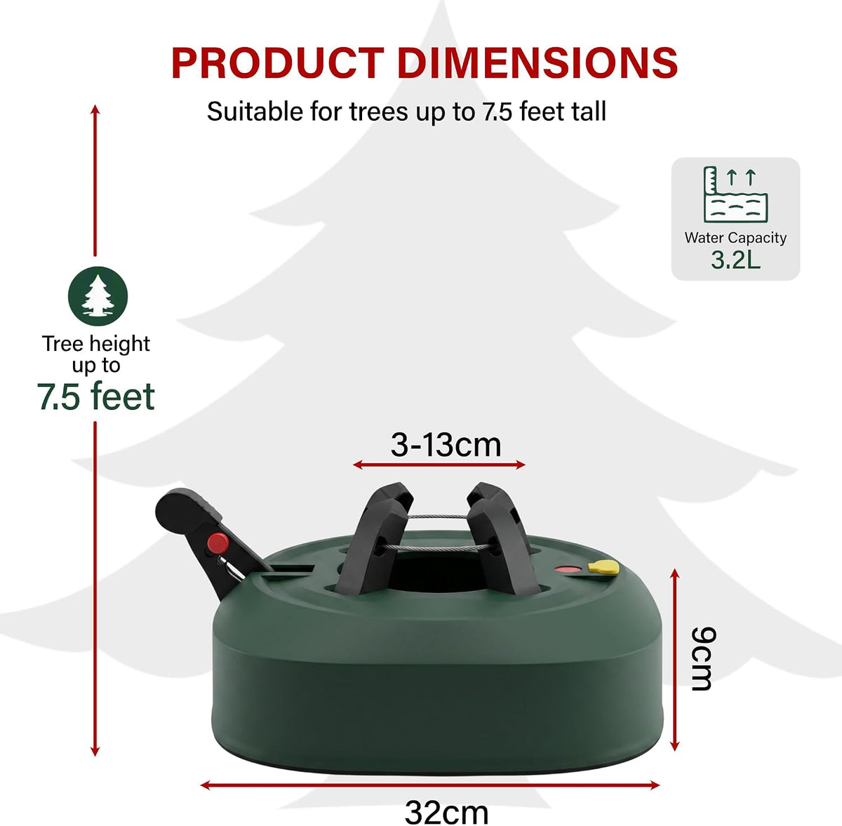 Heavy Duty Christmas Tree Stand with Foot Pedal 2.7L Water Tank Fits Up to 7ft