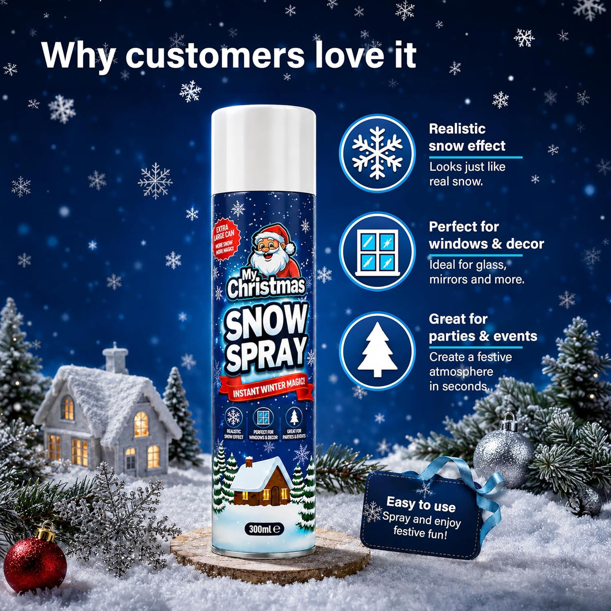 My Christmas Snow Spray Artificial Window Tree Festive Xmas Decor 2 Pack 300ml
