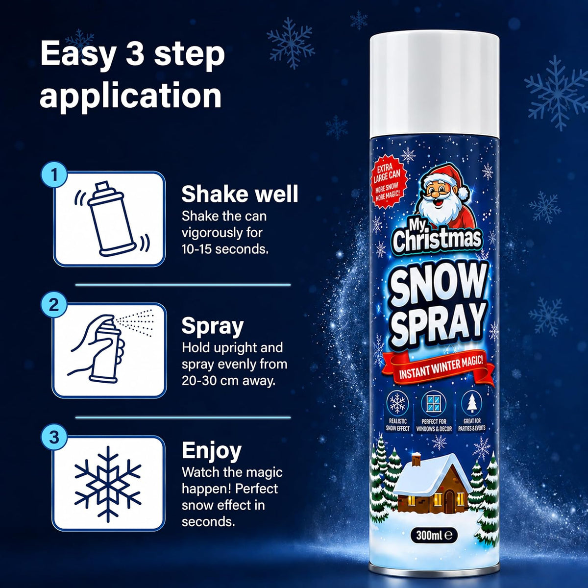 My Christmas Snow Spray Artificial Window Tree Festive Xmas Decor 2 Pack 300ml