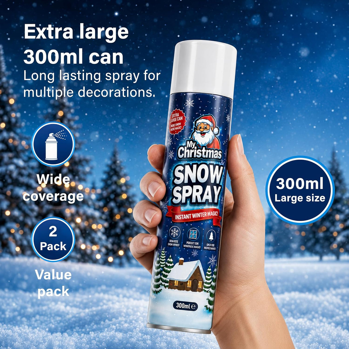 My Christmas Snow Spray Artificial Window Tree Festive Xmas Decor 2 Pack 300ml