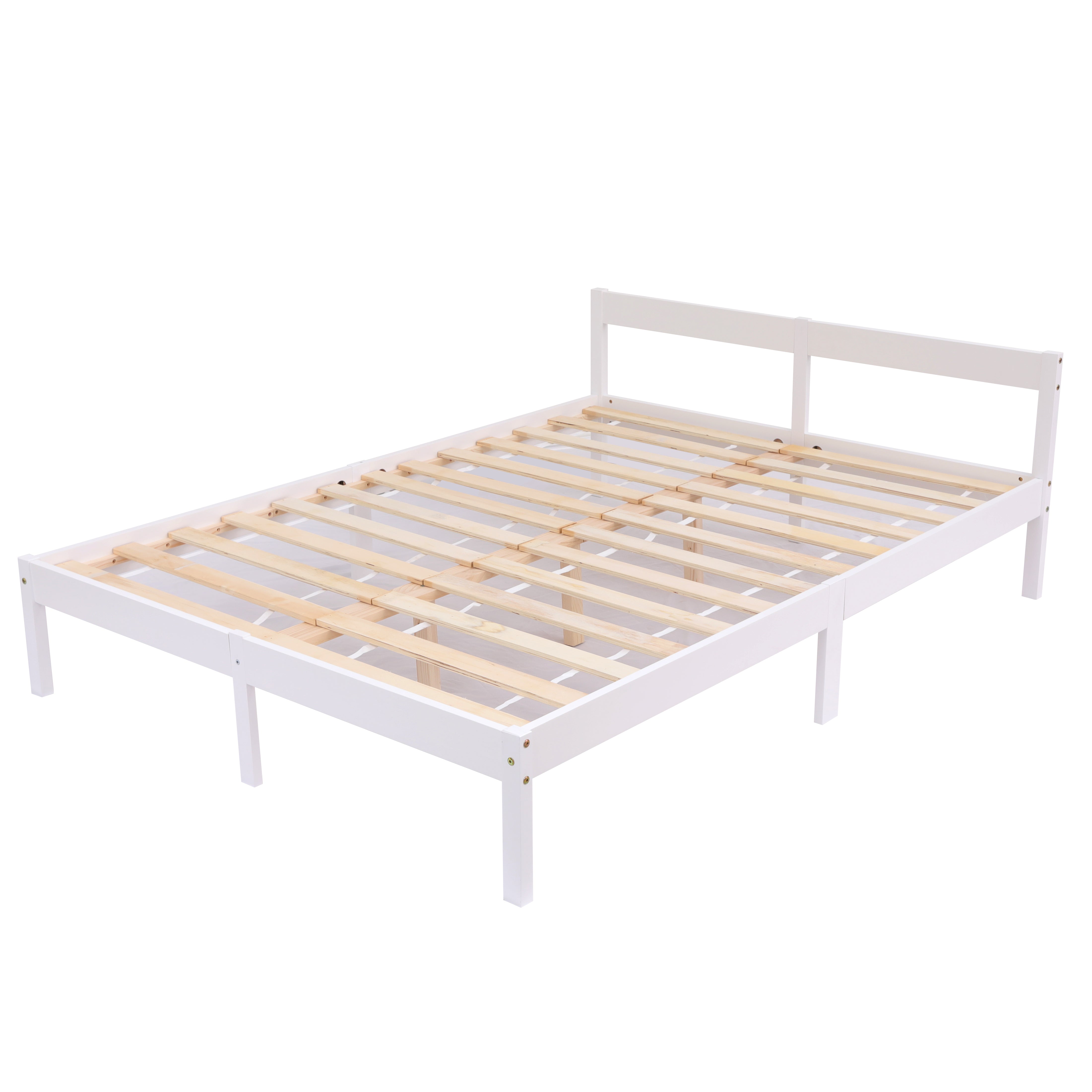 Solid Wooden Bed Frame|Pine Wood or White|Headboard|Includes Slats|Single|Double