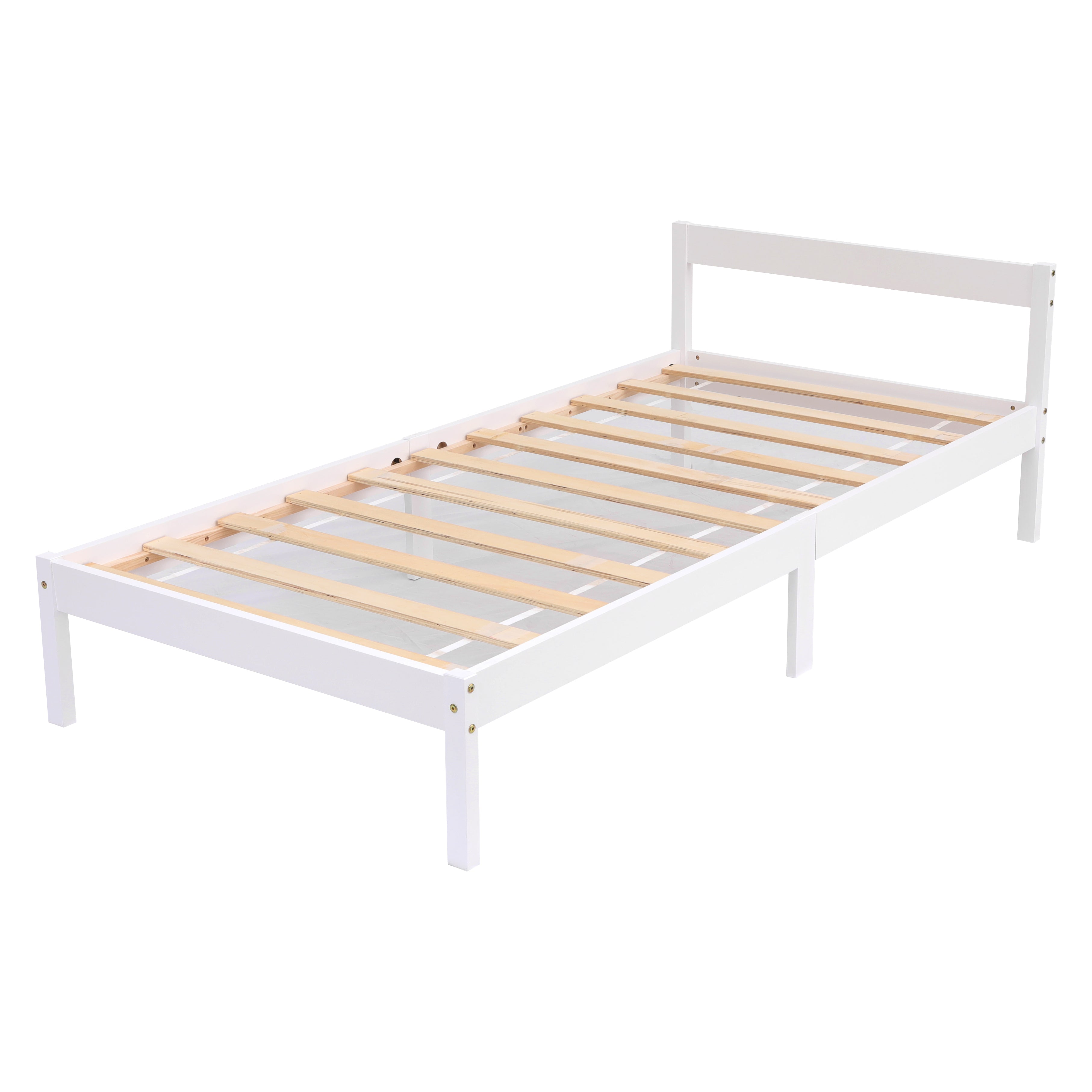 Solid Wooden Bed Frame|Pine Wood or White|Headboard|Includes Slats|Single|Double