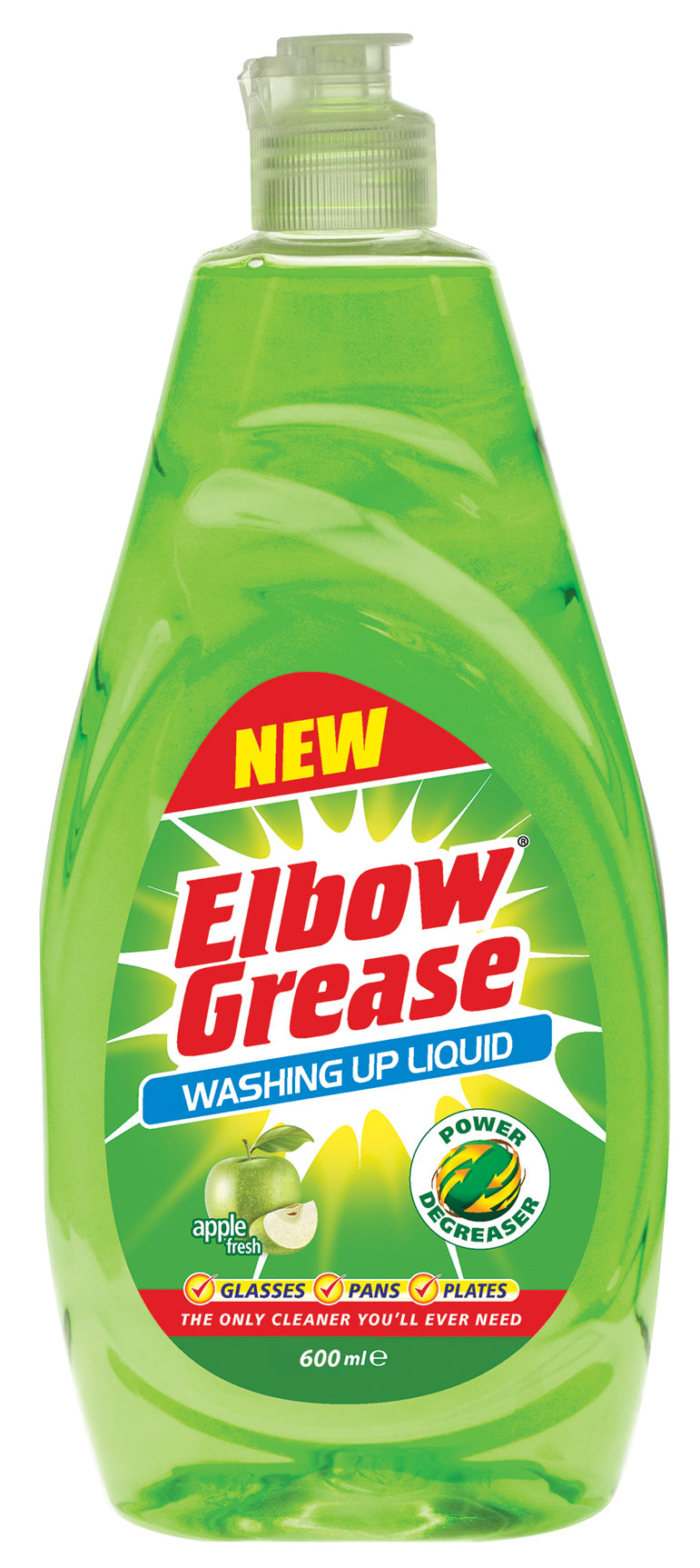 Elbow Grease Washing Up Liquid Apple fresh Degreaser Dish Soap Pan Kitchen 600ml