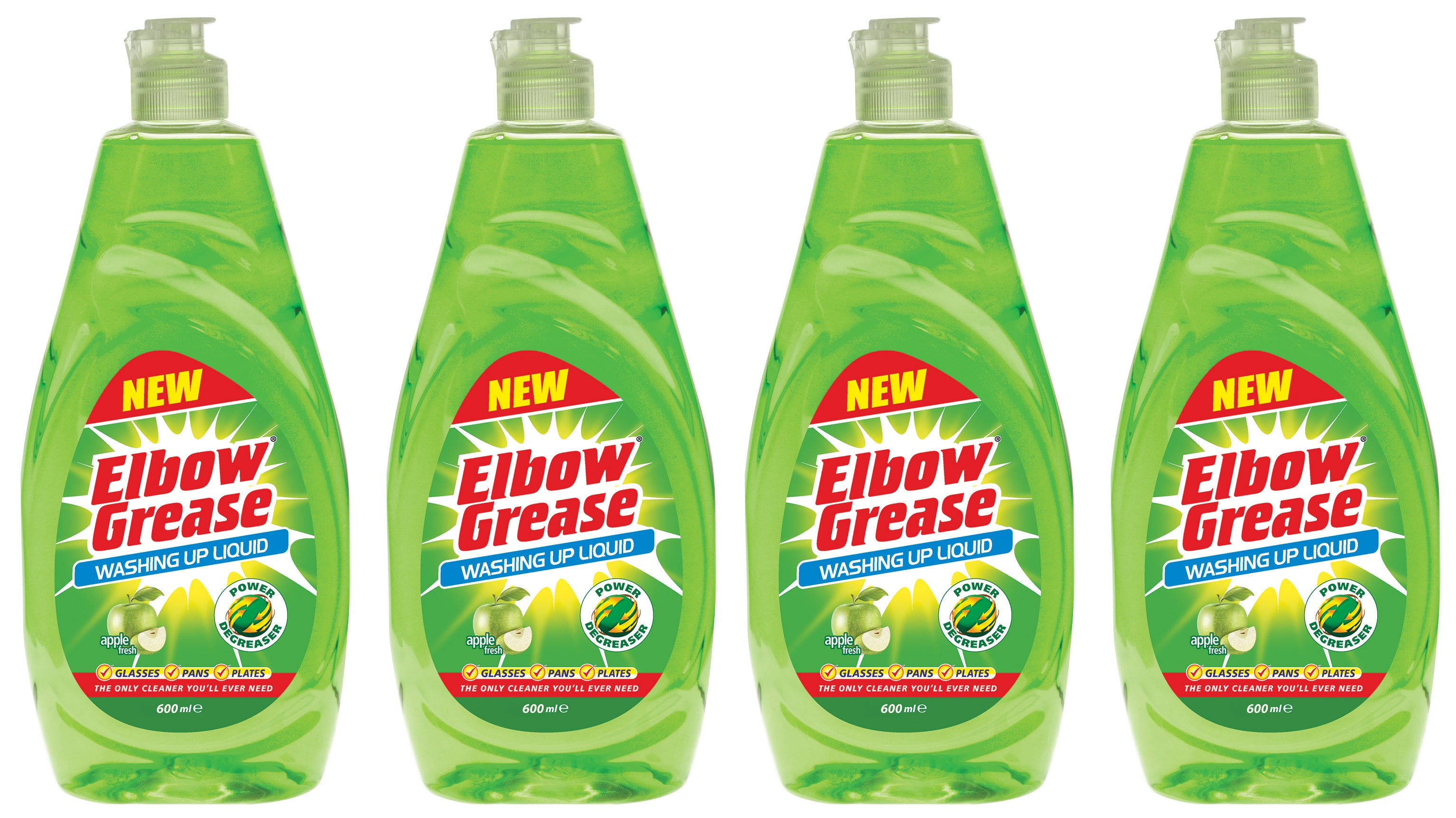 Elbow Grease Washing Up Liquid Apple fresh Degreaser Dish Soap Pan Kitchen 600ml