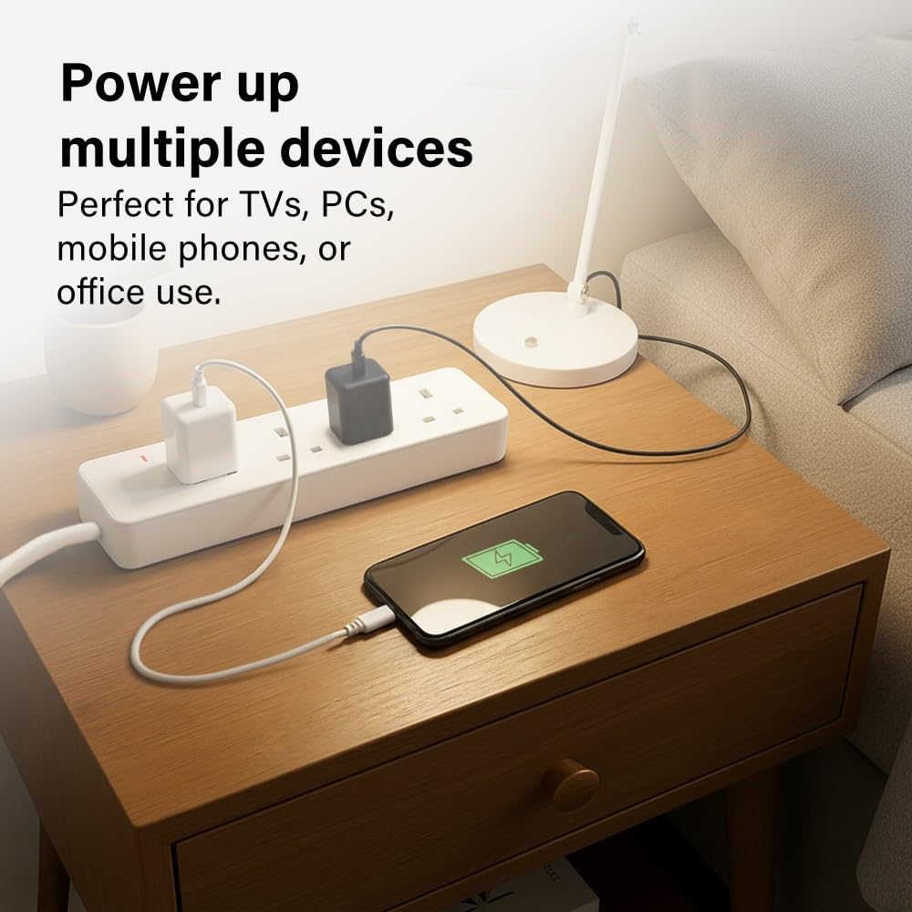 4 Way Extension Lead 2M / 5M Heavy Duty Long Cable Multi Socket Power Extension