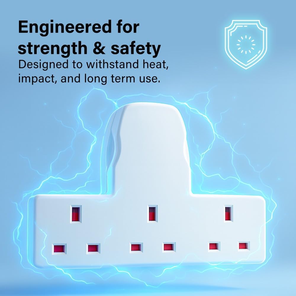 13A 3 Gang UK 3-Pin Power Adapter Multi Plug Socket Extender Mains Wall Adapter