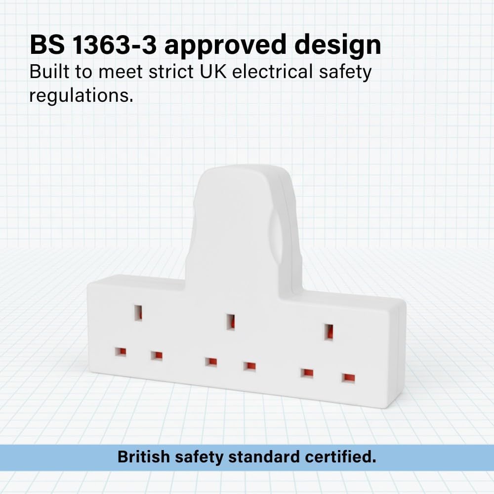 13A 3 Gang UK 3-Pin Power Adapter Multi Plug Socket Extender Mains Wall Adapter
