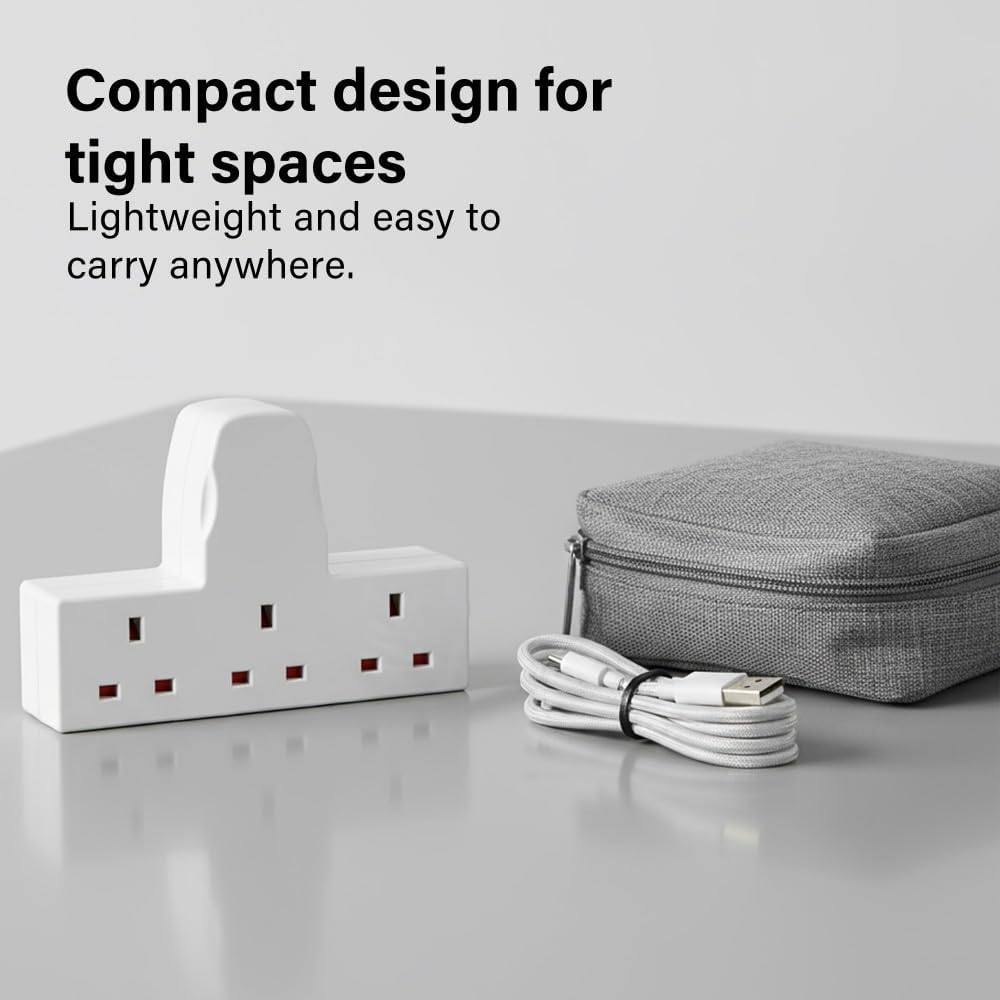 13A 3 Gang UK 3-Pin Power Adapter Multi Plug Socket Extender Mains Wall Adapter