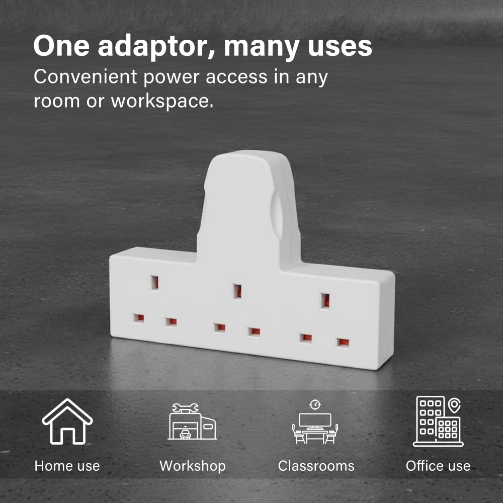 13A 3 Gang UK 3-Pin Power Adapter Multi Plug Socket Extender Mains Wall Adapter