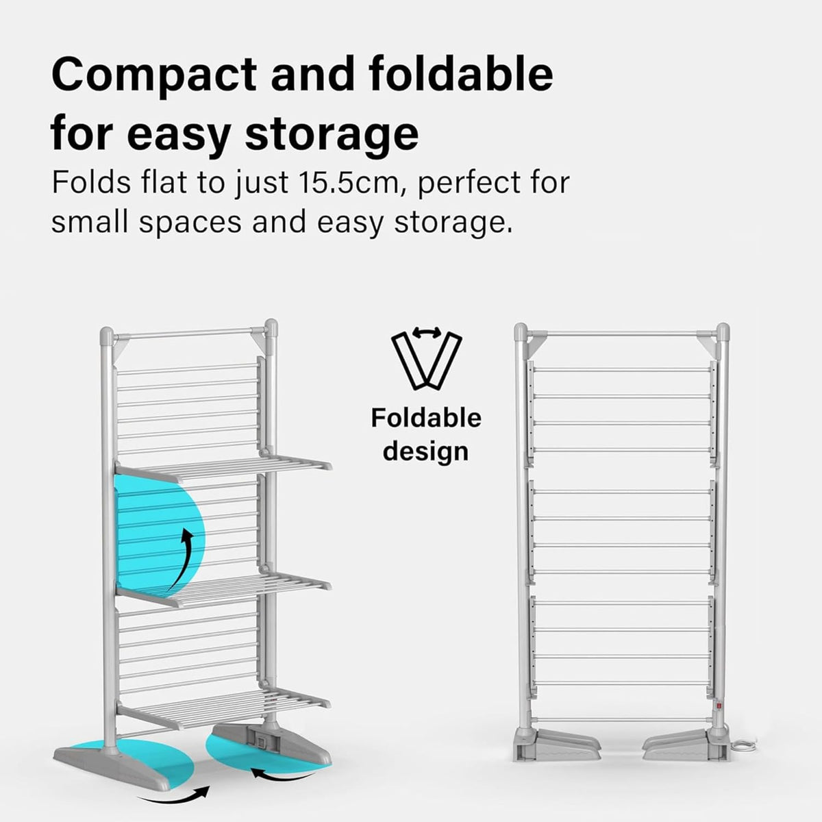 3 Tier Heated Clothes Airer with Cover Foldable Electric Drying Rack 24 Rails