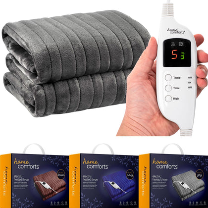 Large Electric Heated Blanket Throw Fast Heating 160x130cm  9-Hours Auto-Off