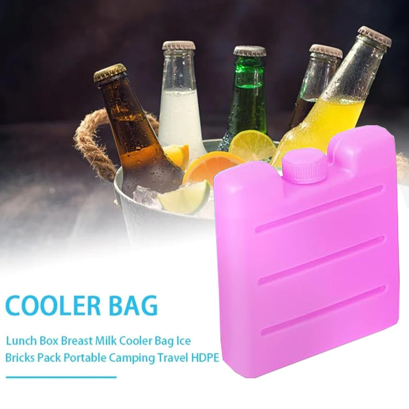 6 Pack Freezer Blocks Mini Ice Brick Pack Cool Box Reusable Travel Picnic Camp