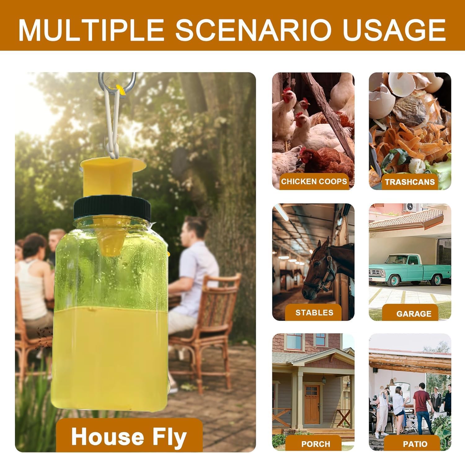 Pack of 2 Fly Catcher Bottle Insect Traps Reusable With Bait Non Toxic Insect