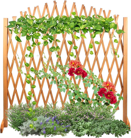 Expanding Freestanding Wooden Trellis Fence Solid Wooden Movable Lattice 105x180