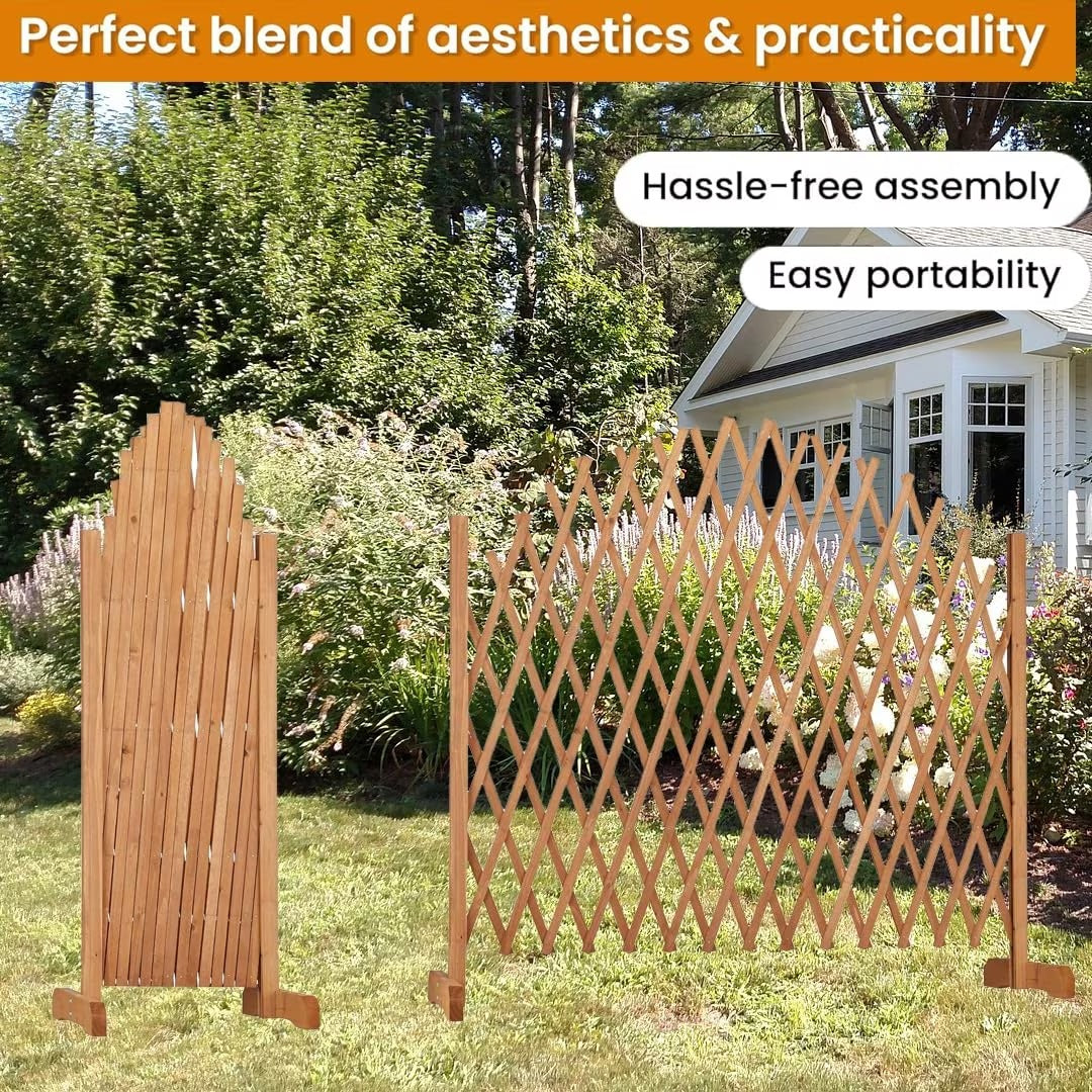 Expanding Freestanding Wooden Trellis Fence Solid Wooden Movable Lattice 105x180