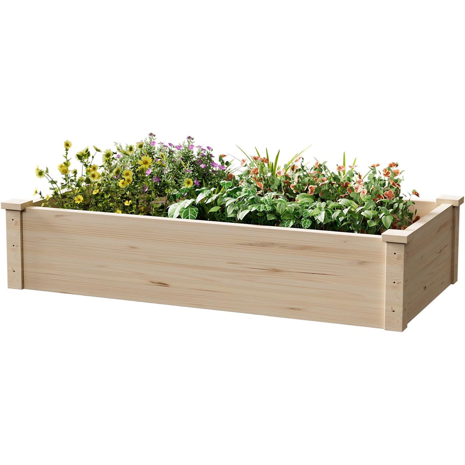 Wooden Raised Garden Bed Elevated Planter Box Open-ended Base Growing Herbs