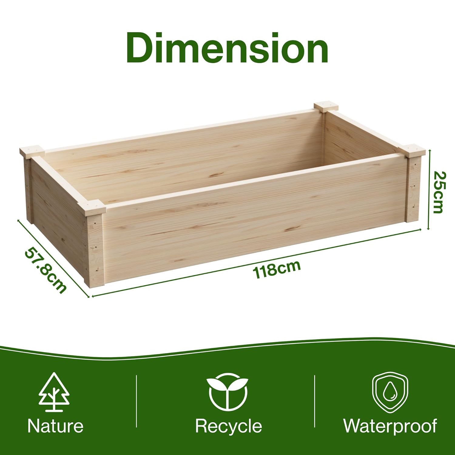 Wooden Raised Garden Bed Elevated Planter Box Open-ended Base Growing Herbs