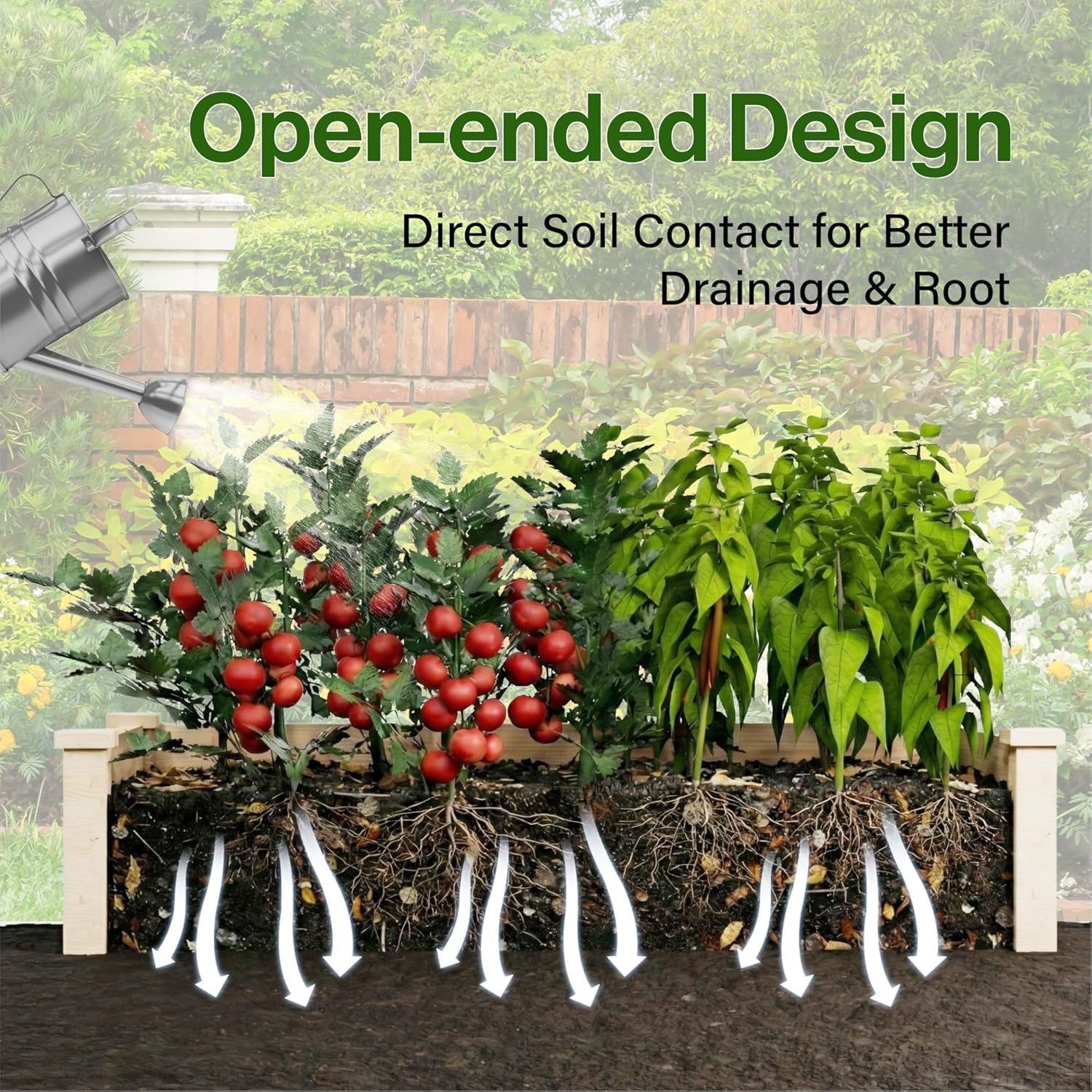 Wooden Raised Garden Bed Elevated Planter Box Open-ended Base Growing Herbs