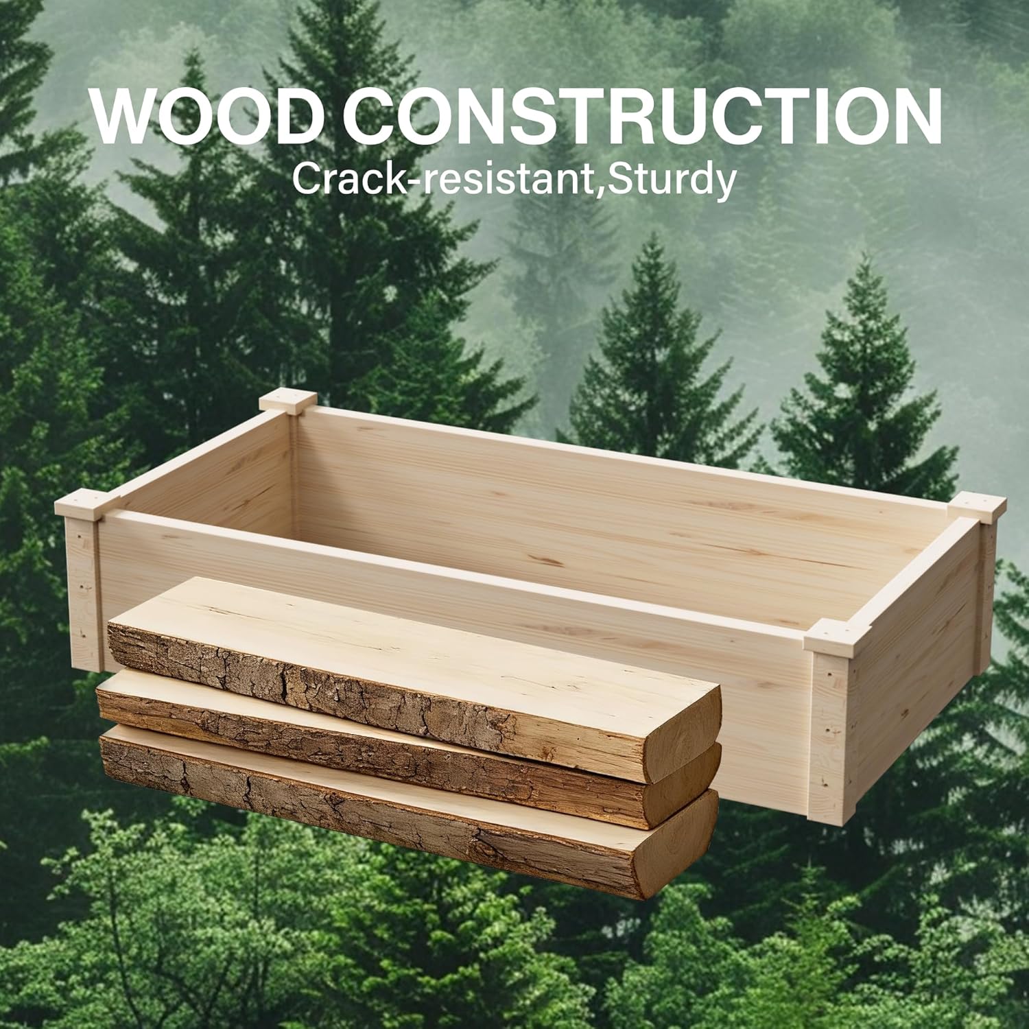 Wooden Raised Garden Bed Elevated Planter Box Open-ended Base Growing Herbs