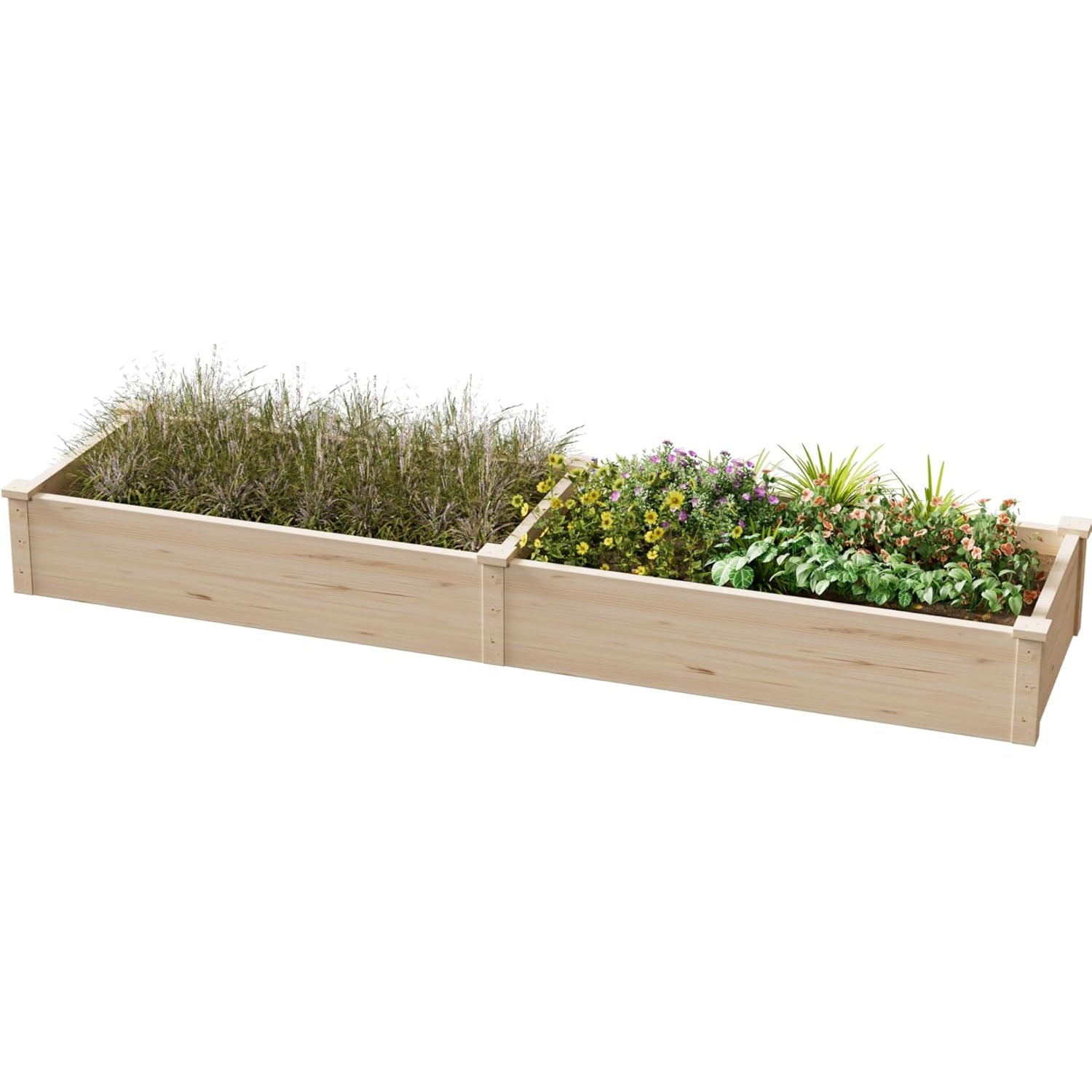 Wooden Raised Garden Bed Elevated Planter Box Open-ended Base Growing Herbs