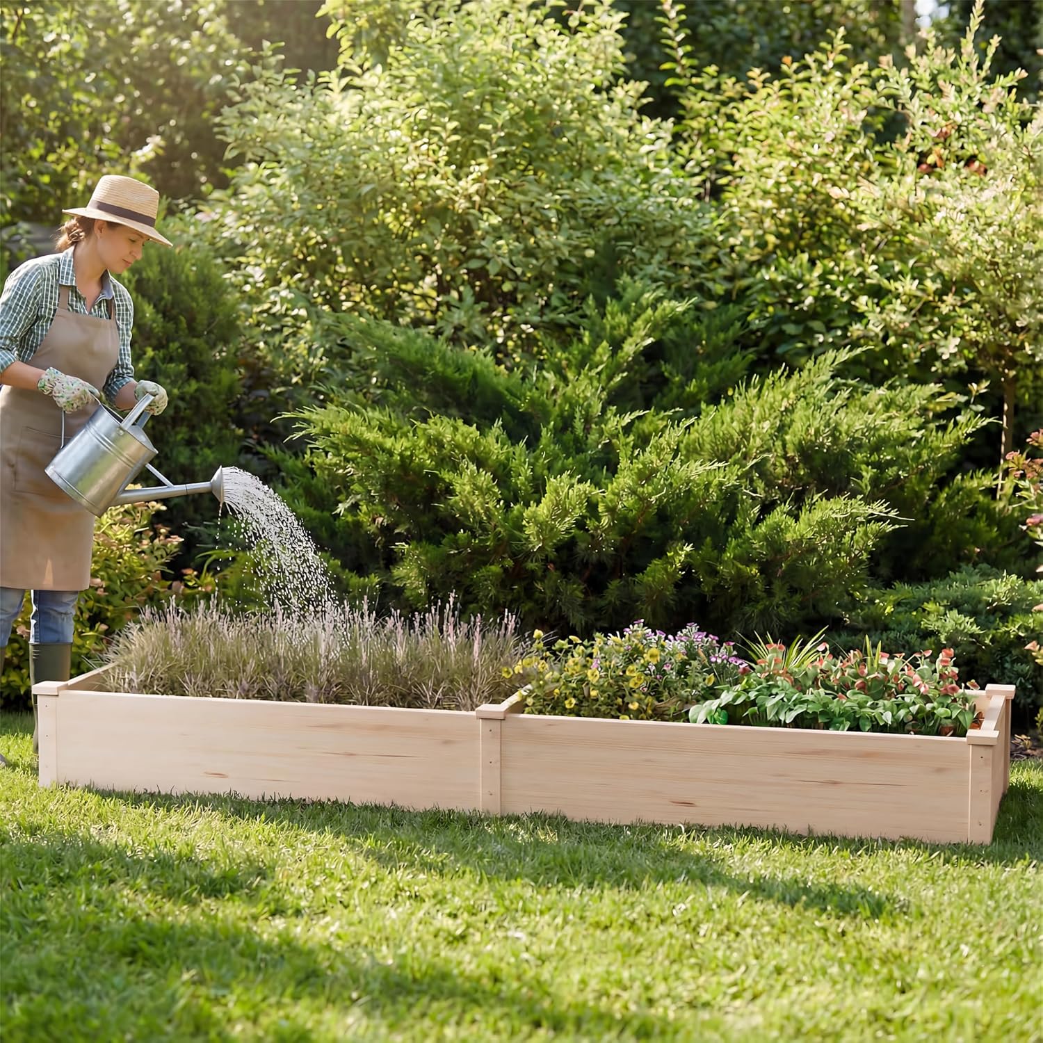 Wooden Raised Garden Bed Elevated Planter Box Open-ended Base Growing Herbs